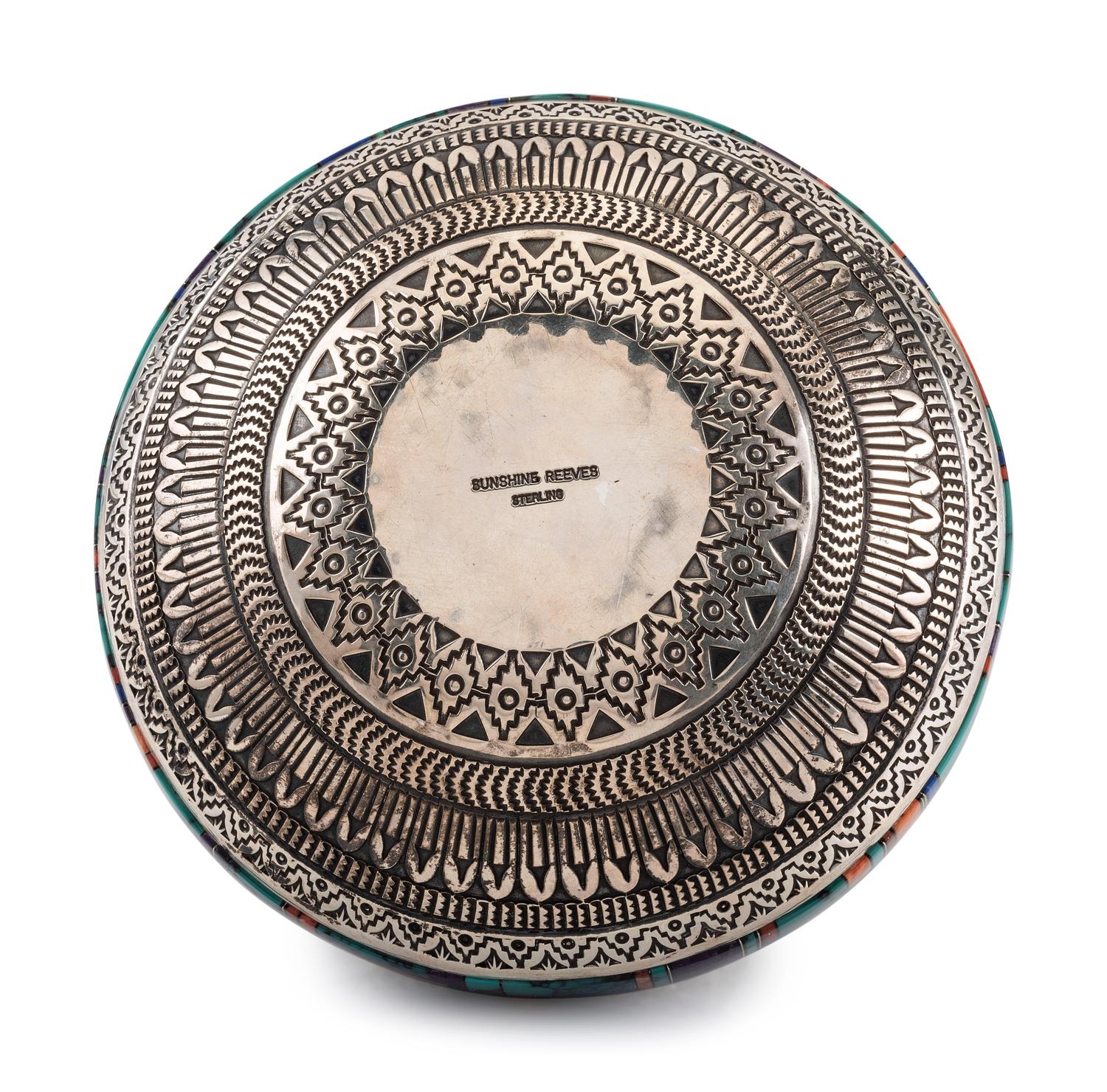 Sterling Silver Lidded Jar, with Mosaic Inlay