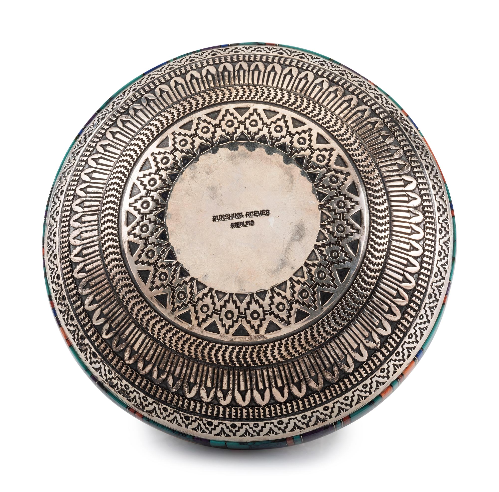Sterling Silver Lidded Jar, with Mosaic Inlay