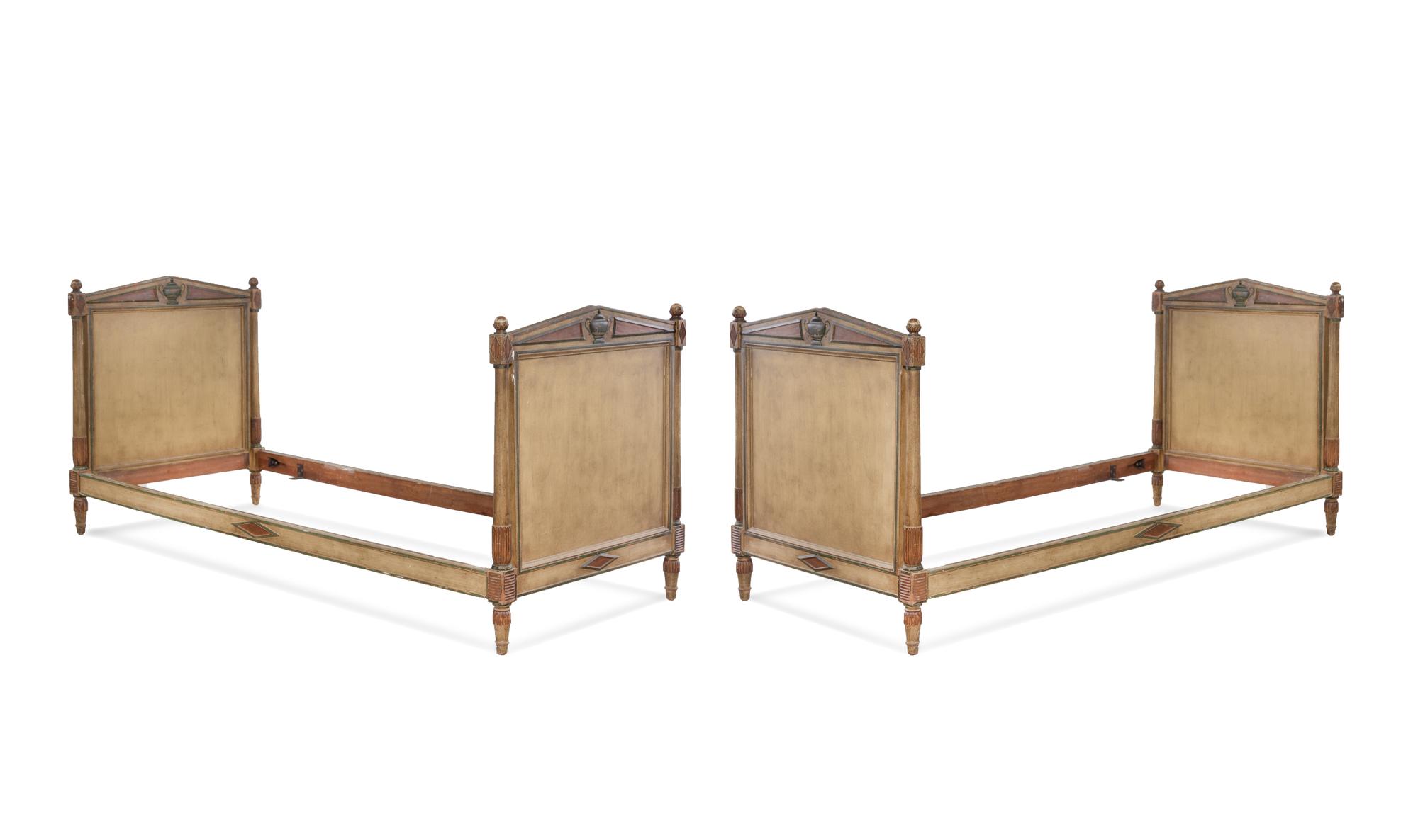 A Pair of Directoire Style Painted Beds