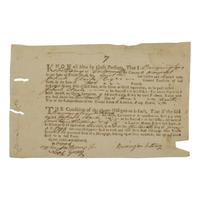 Anthony, Burrington (1741-1824). Partly printed document signed ("Burrington Anthony"), Newport, Rhode Island, 13 June 1786.
