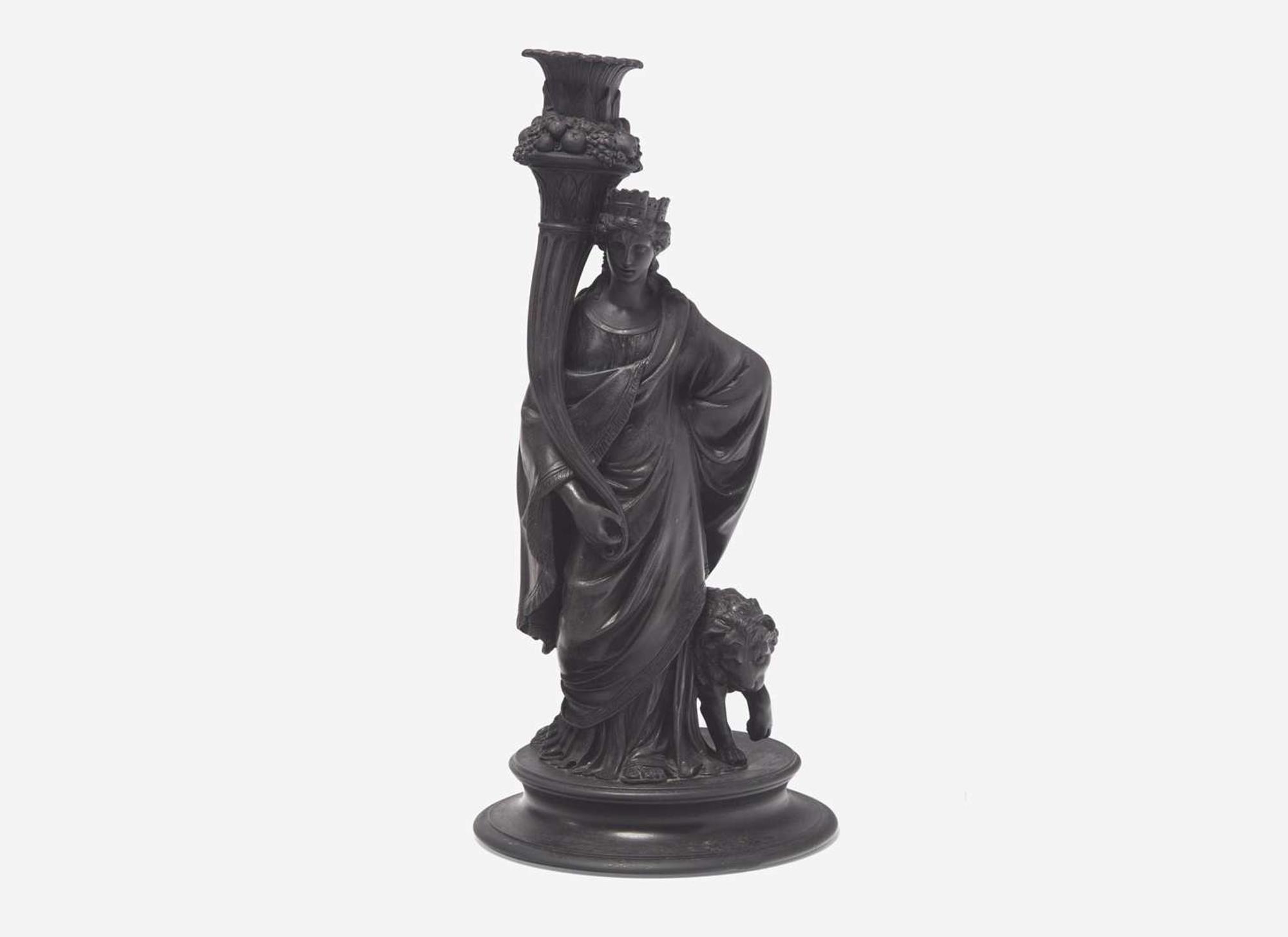 A Wedgwood Black Basalt Figural Candlestick, UK, early 19th century