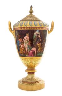 A Gilt Metal Mounted Vienna Porcelain Urn Height 20 1/2 inches. — LATE 19TH/EARLY 20TH CENTURY