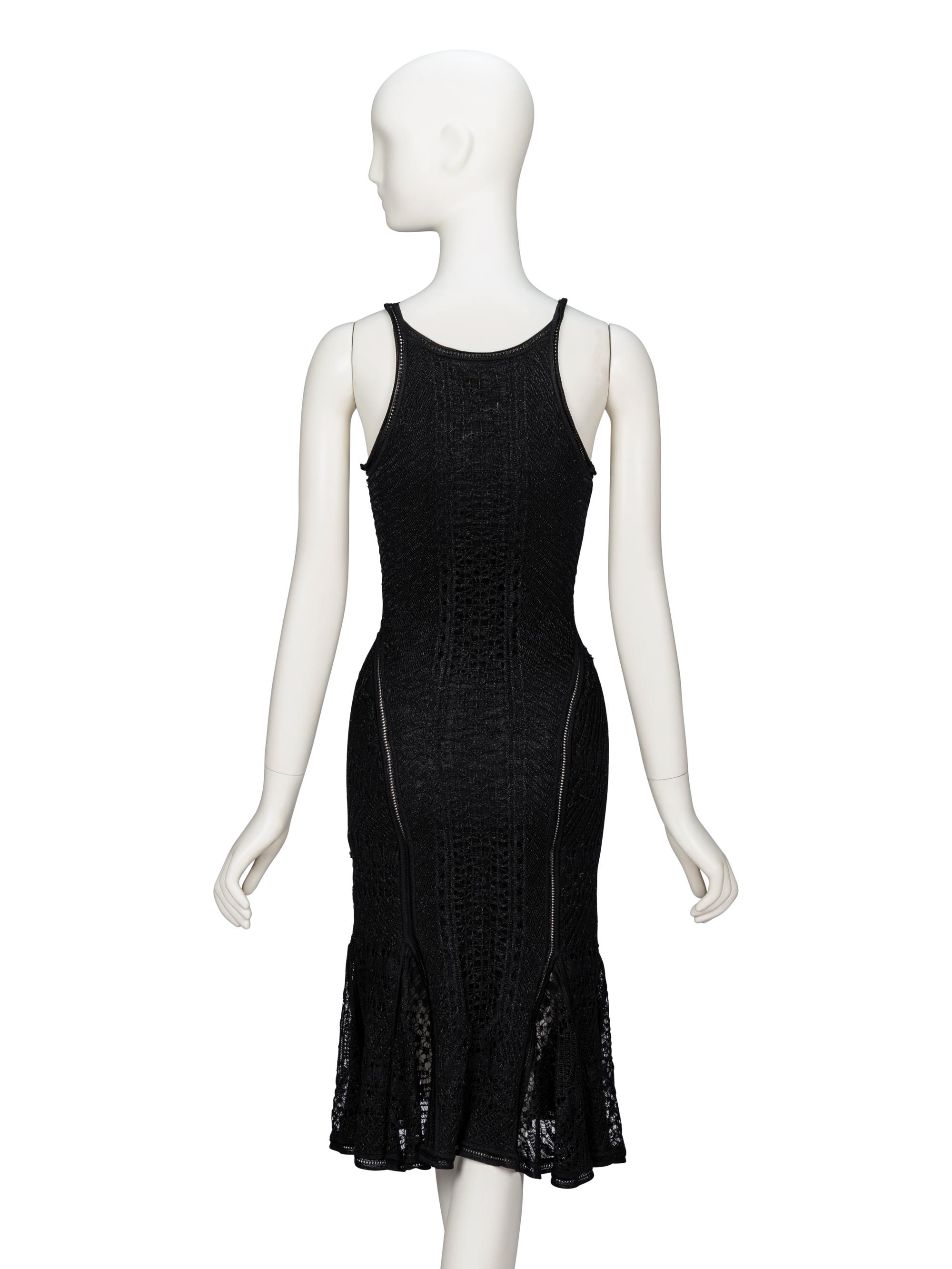 John Galliano, Lace Knit Black Bodycon Dress