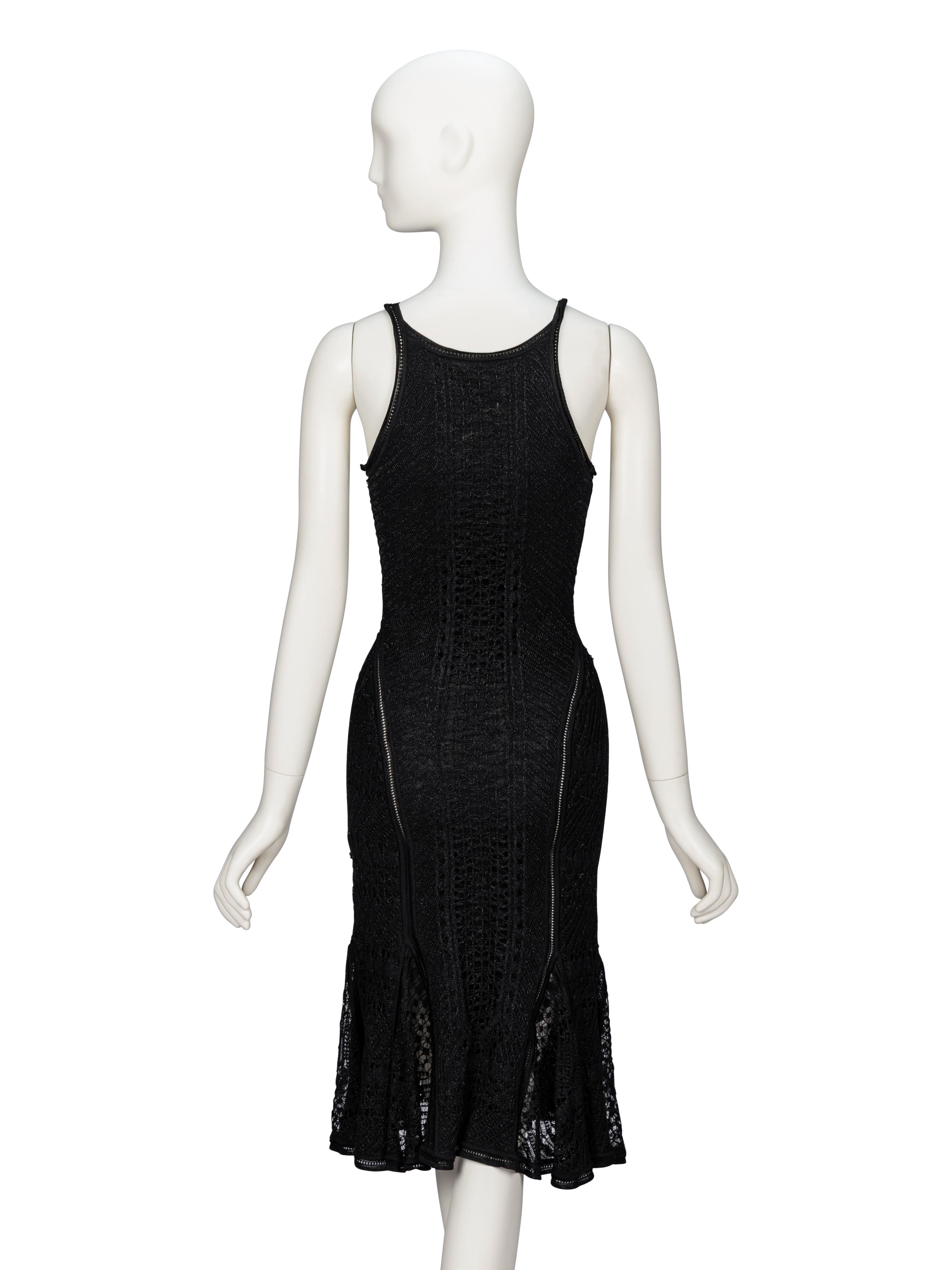 John Galliano, Lace Knit Black Bodycon Dress