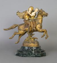 A Bronze and Ivory Figural Group, Georges Omerth, Height 13 inches.