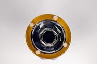 A Saint-Louis Gilt Decorated Cobalt Cut-to-Clear Glass Vase