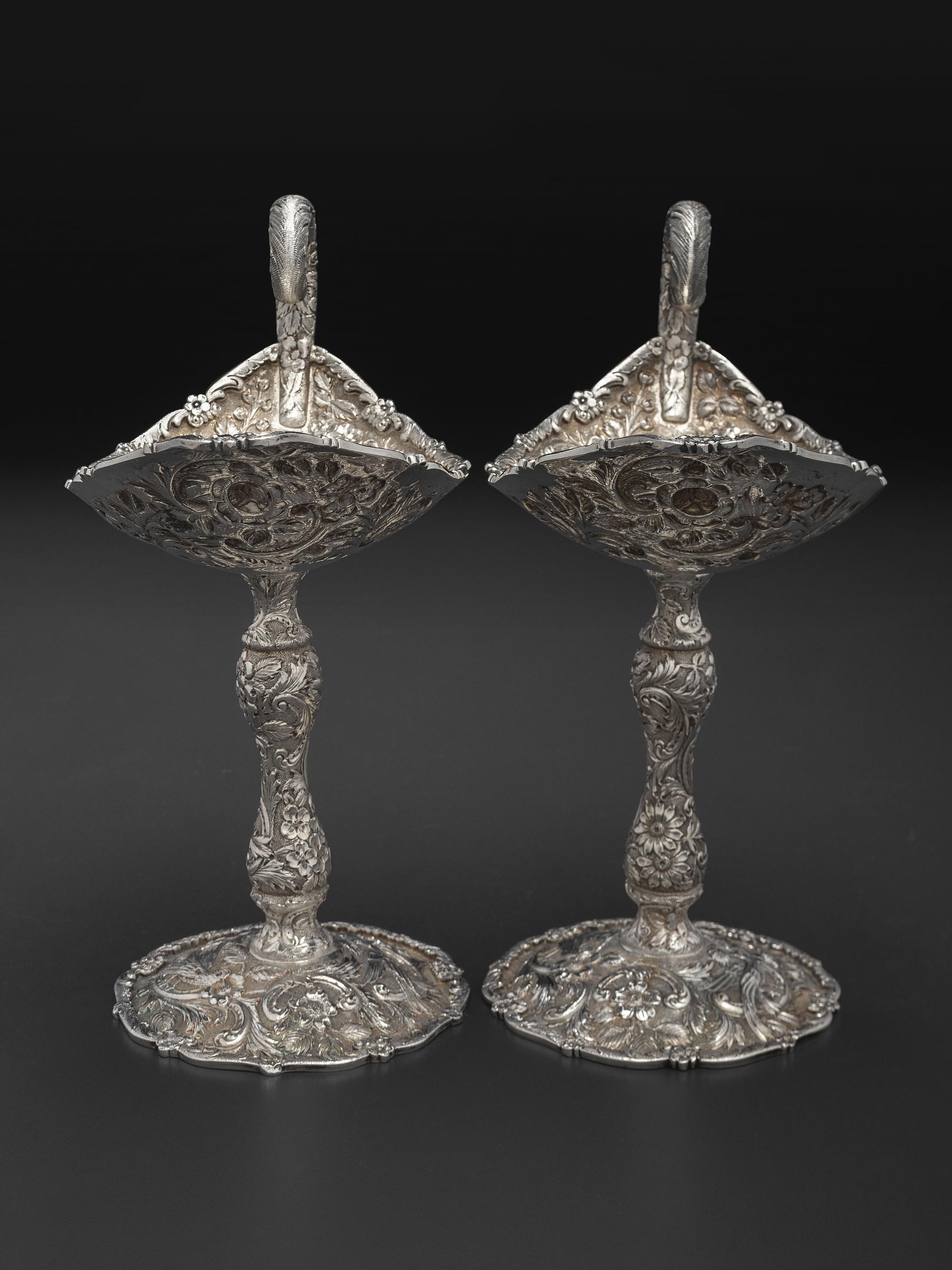 A Pair of American Repousse Silver Tazze