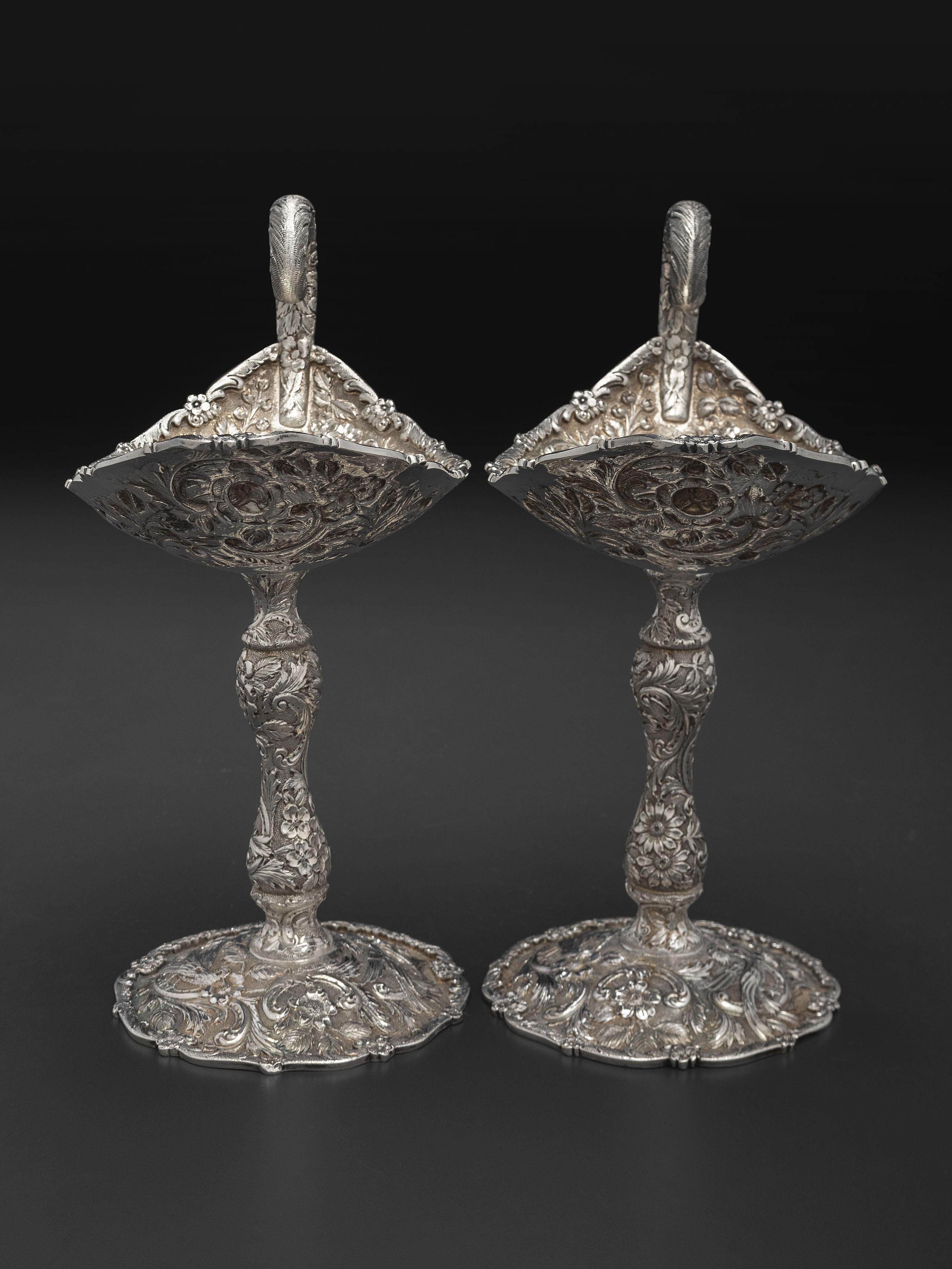 A Pair of American Repousse Silver Tazze