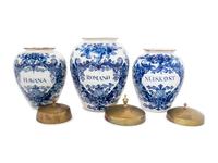 Three Delft Blue and White Tobacco Jars