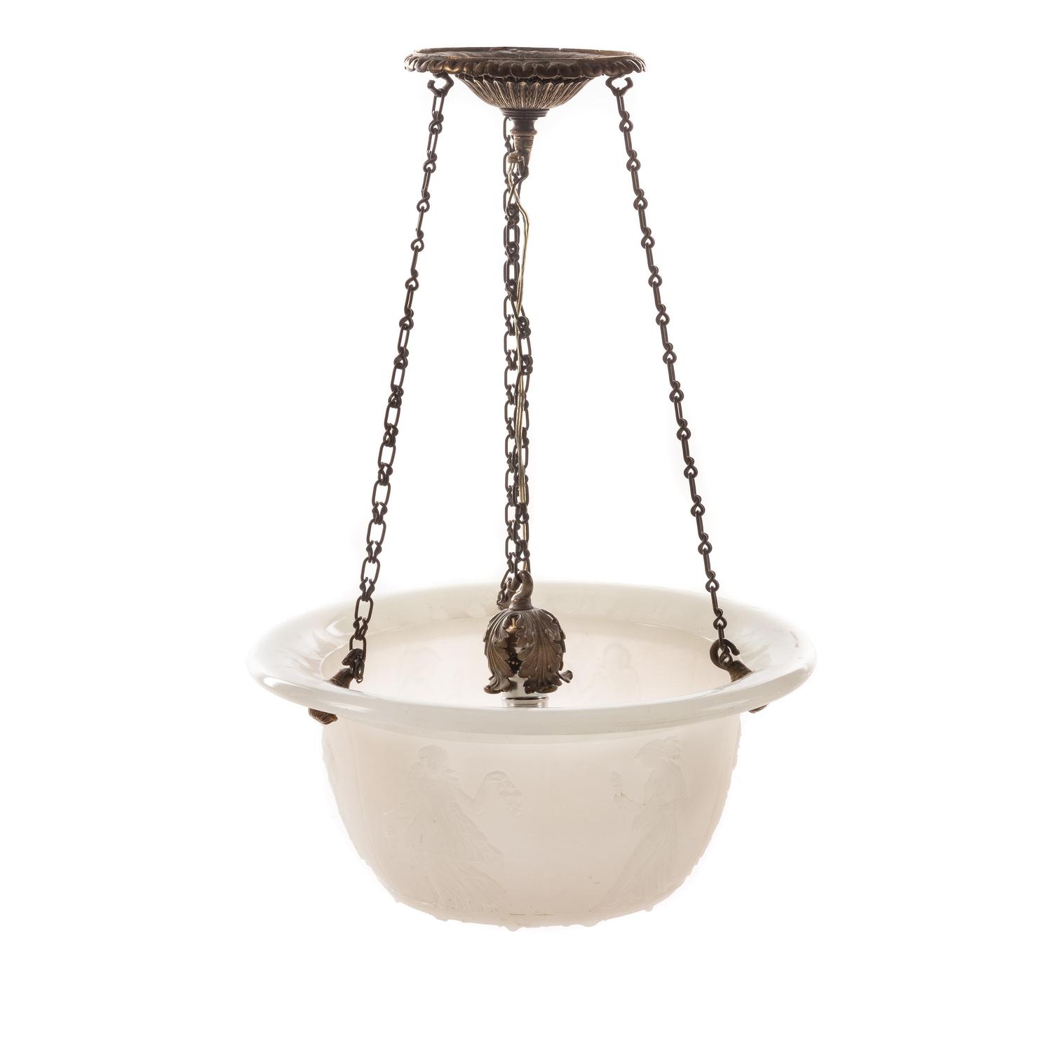 A Continental Gilt Bronze and Alabaster Chandelier