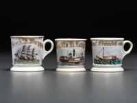 Three Boat Captain's Porcelain Occupational Shaving Mugs