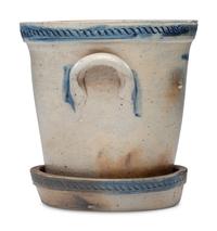 A Rare Zoar Cobalt Decorated and Incised Stoneware Flowerpot