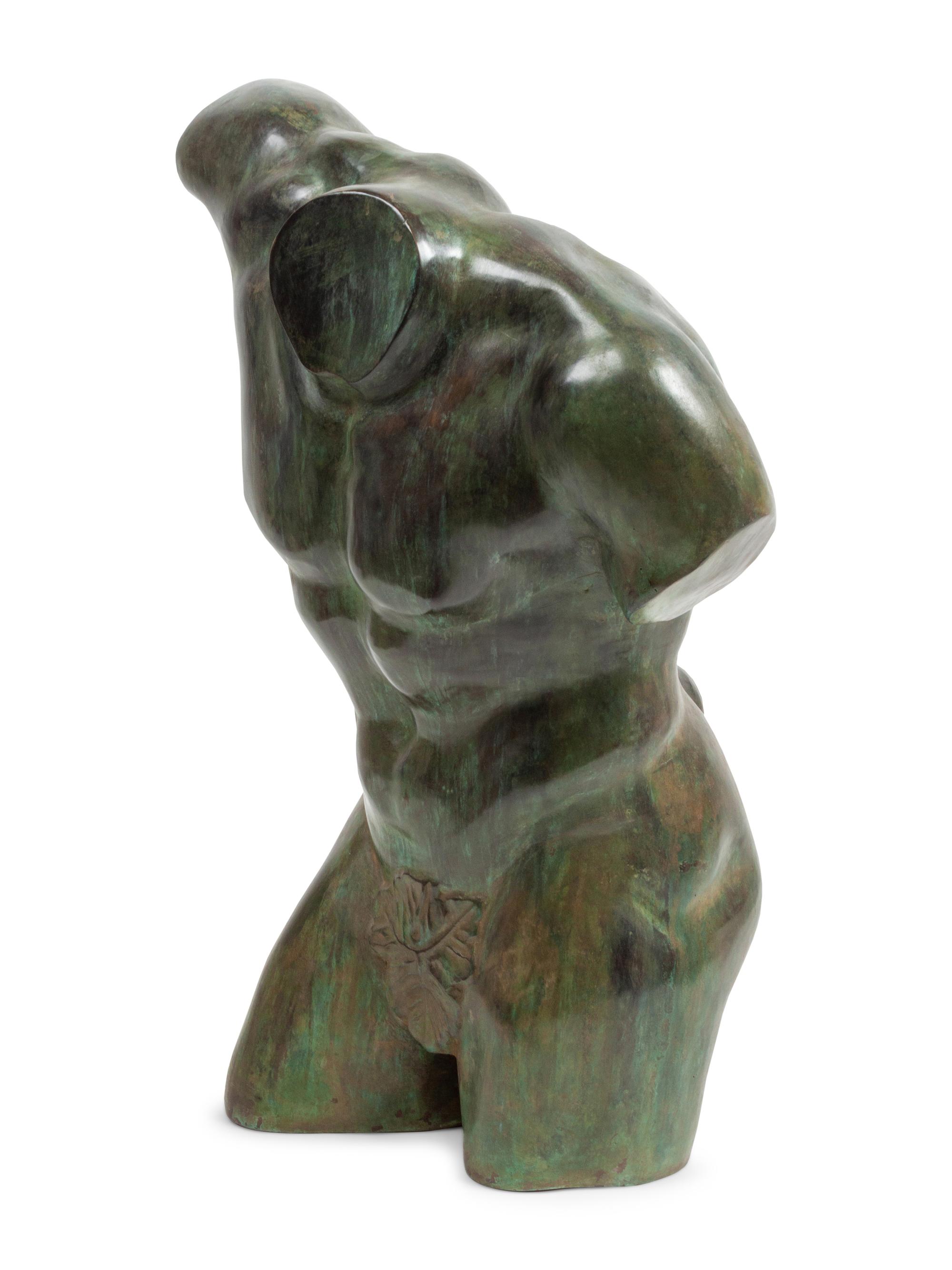 A Patinated Bronze Torso of a Man