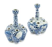 A Near Pair of Chinese Porcelain Crocus Vases Height 8 1/2 inches.