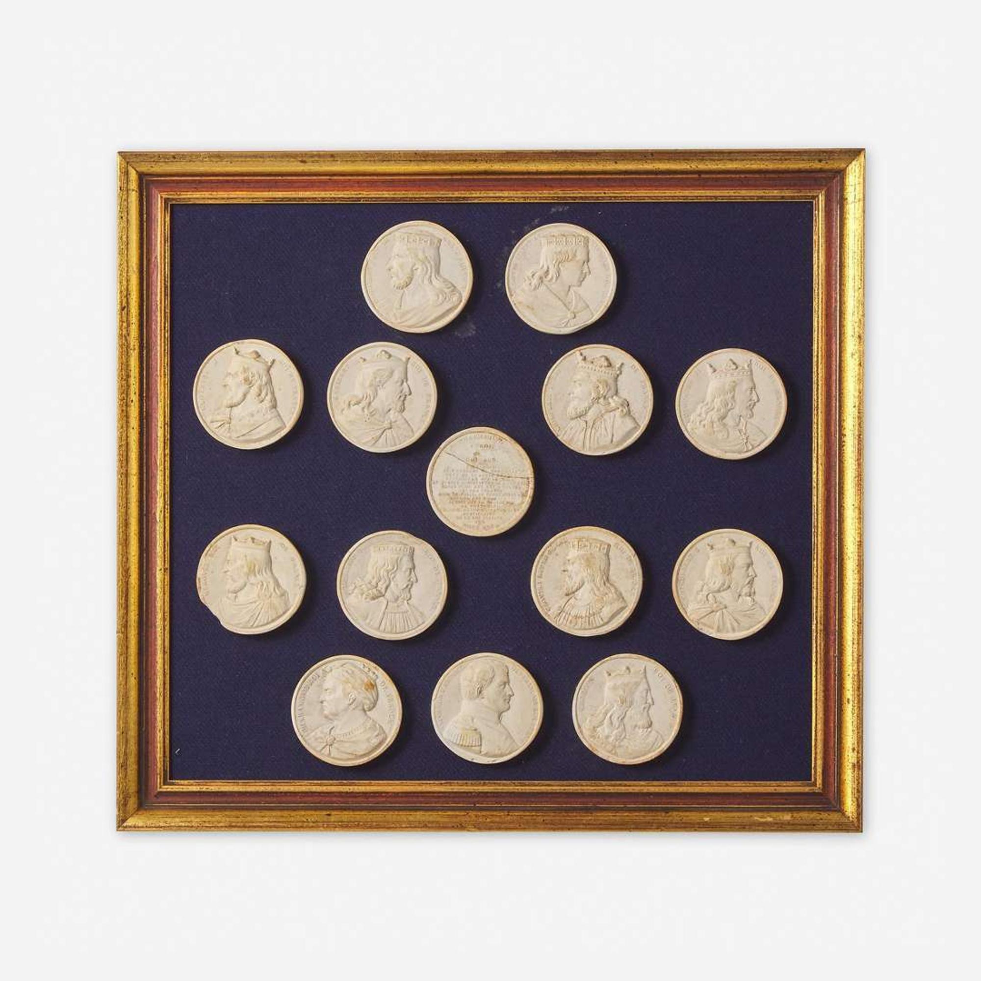 A Group of Six Framed Sets of Italian Plaster Intaglio Impressions 19th century