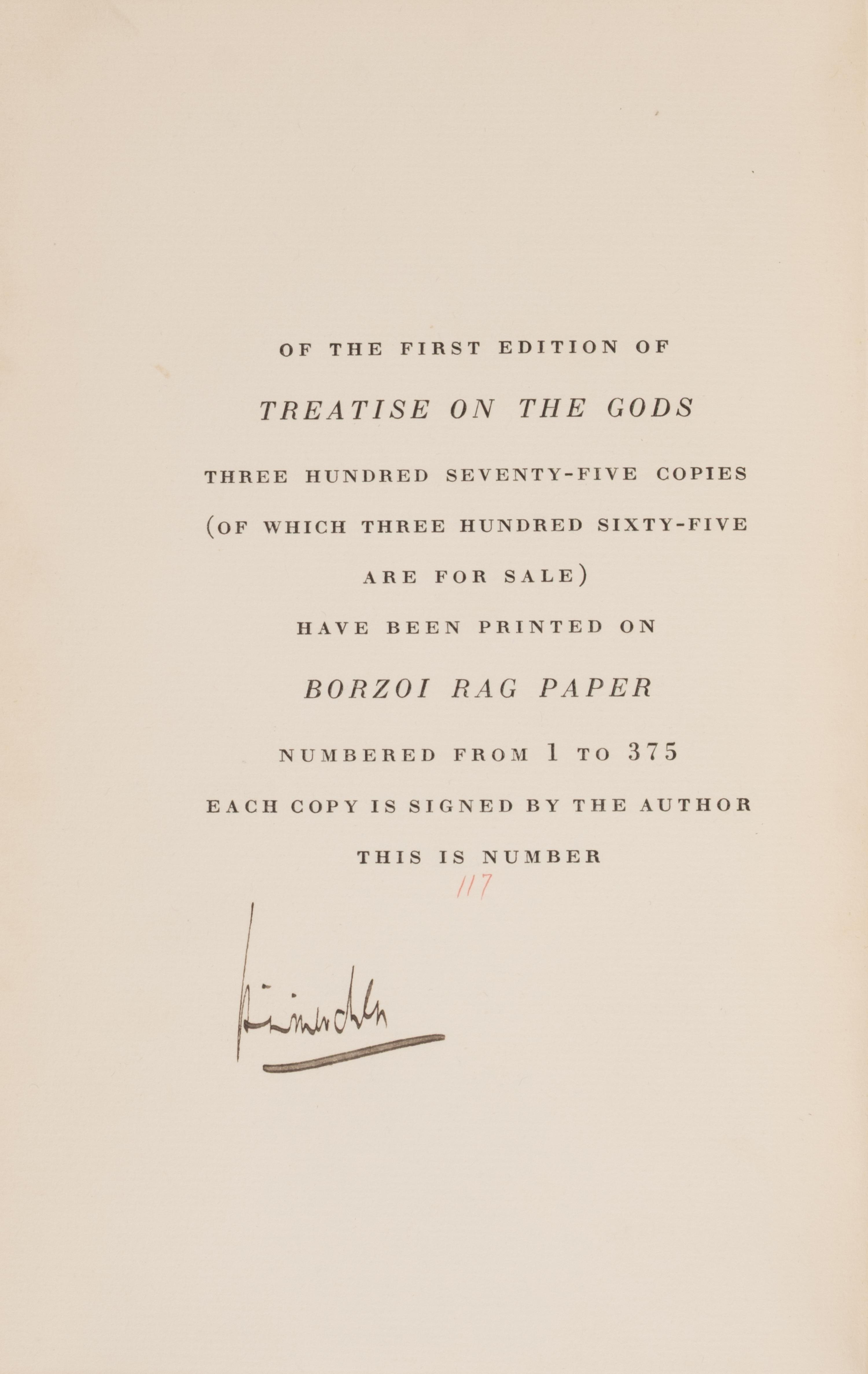 [Literature] Mencken, H.L. Treatise on the Gods
