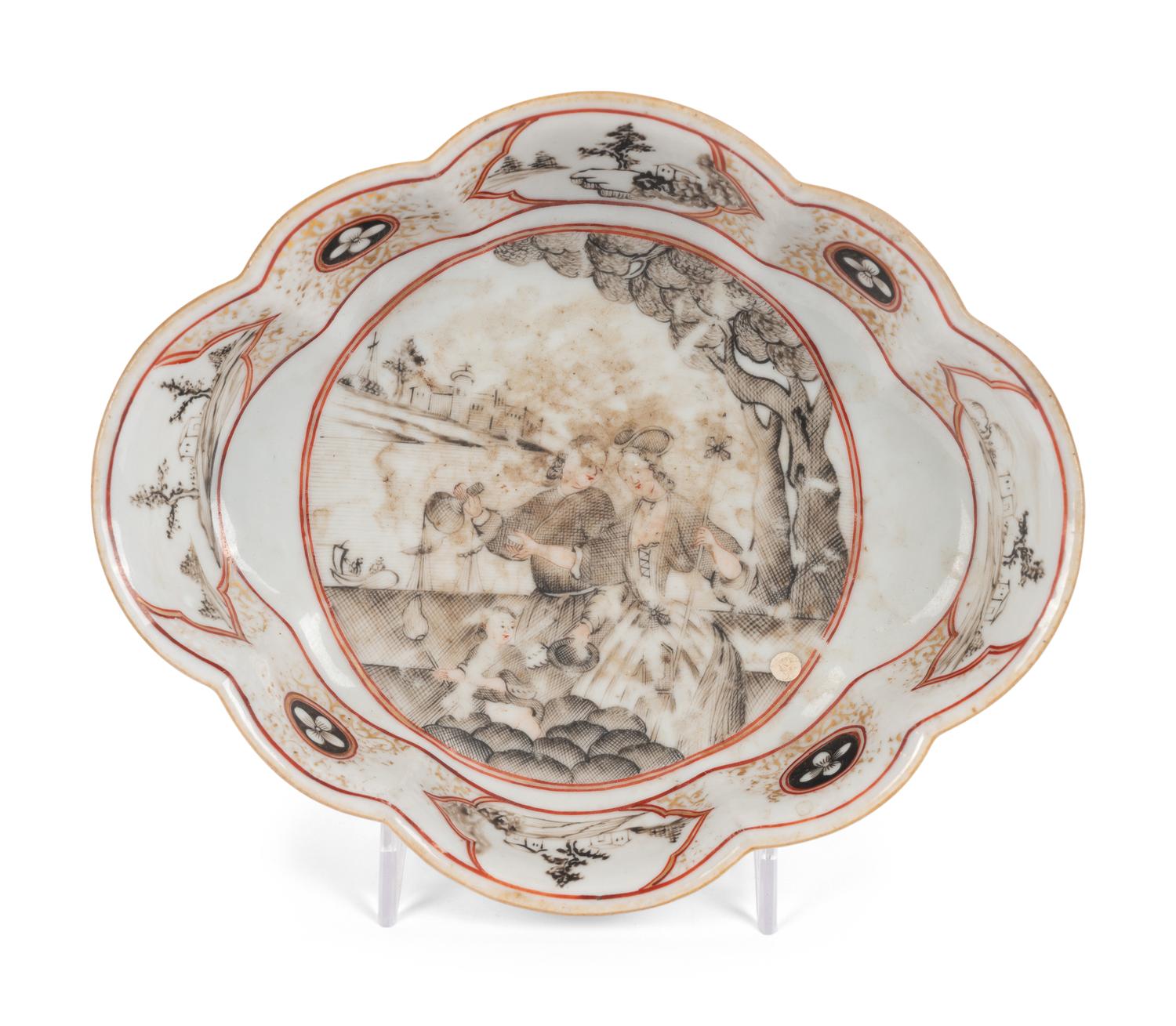 Two Chinese Export Porcelain Vases and a Porcelain Dish