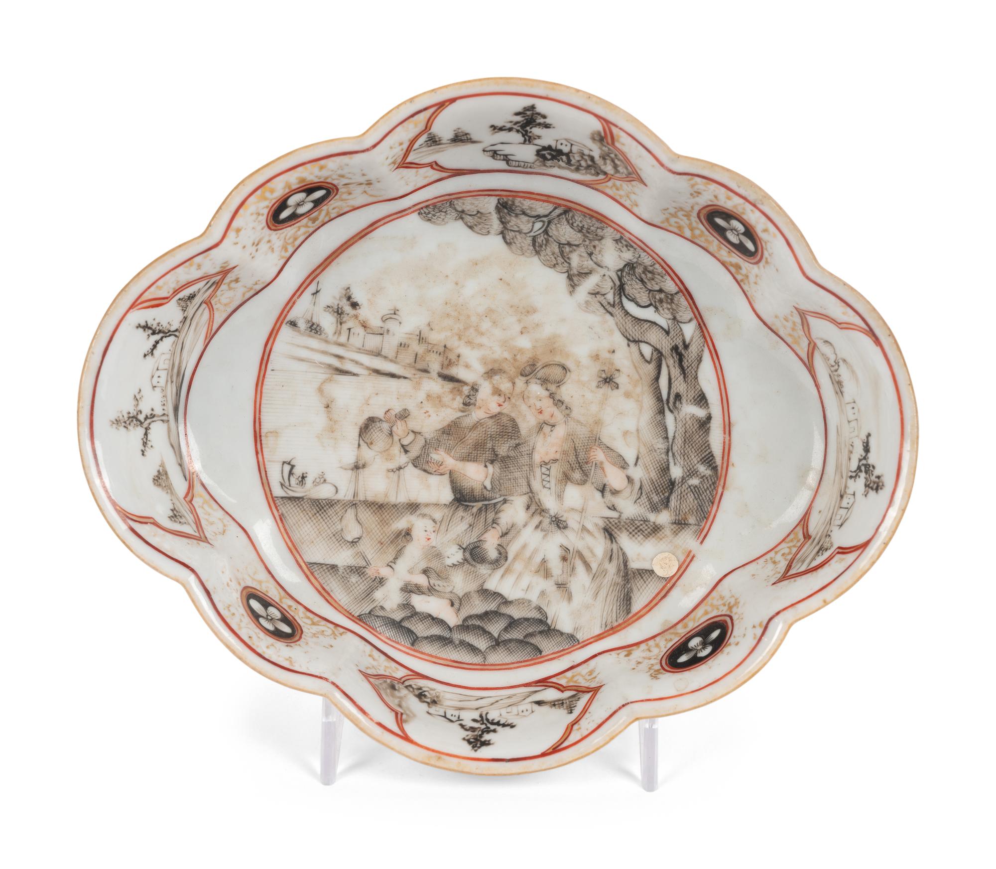 Two Chinese Export Porcelain Vases and a Porcelain Dish
