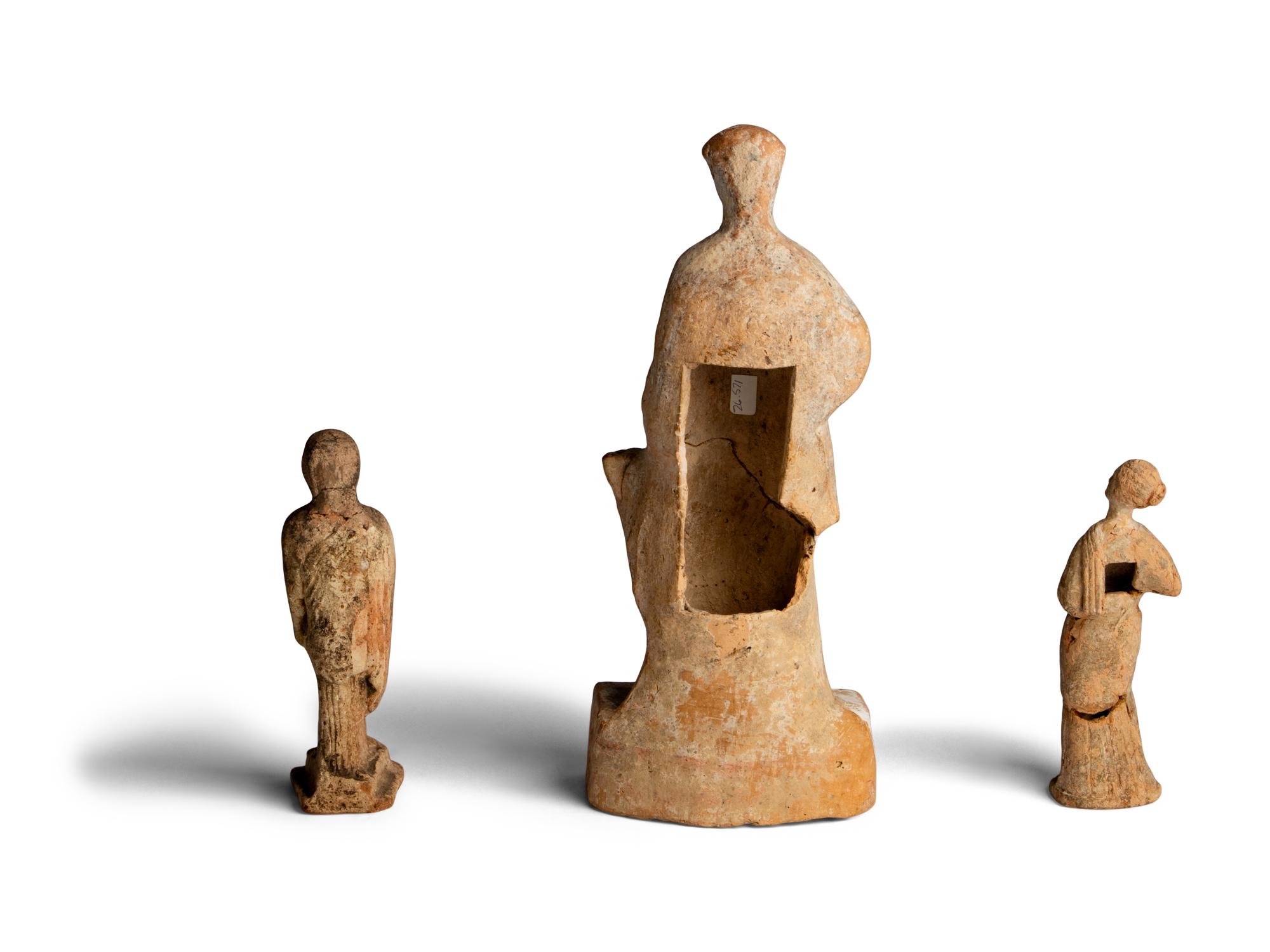 Three Greek Terracotta Standing Female Figures