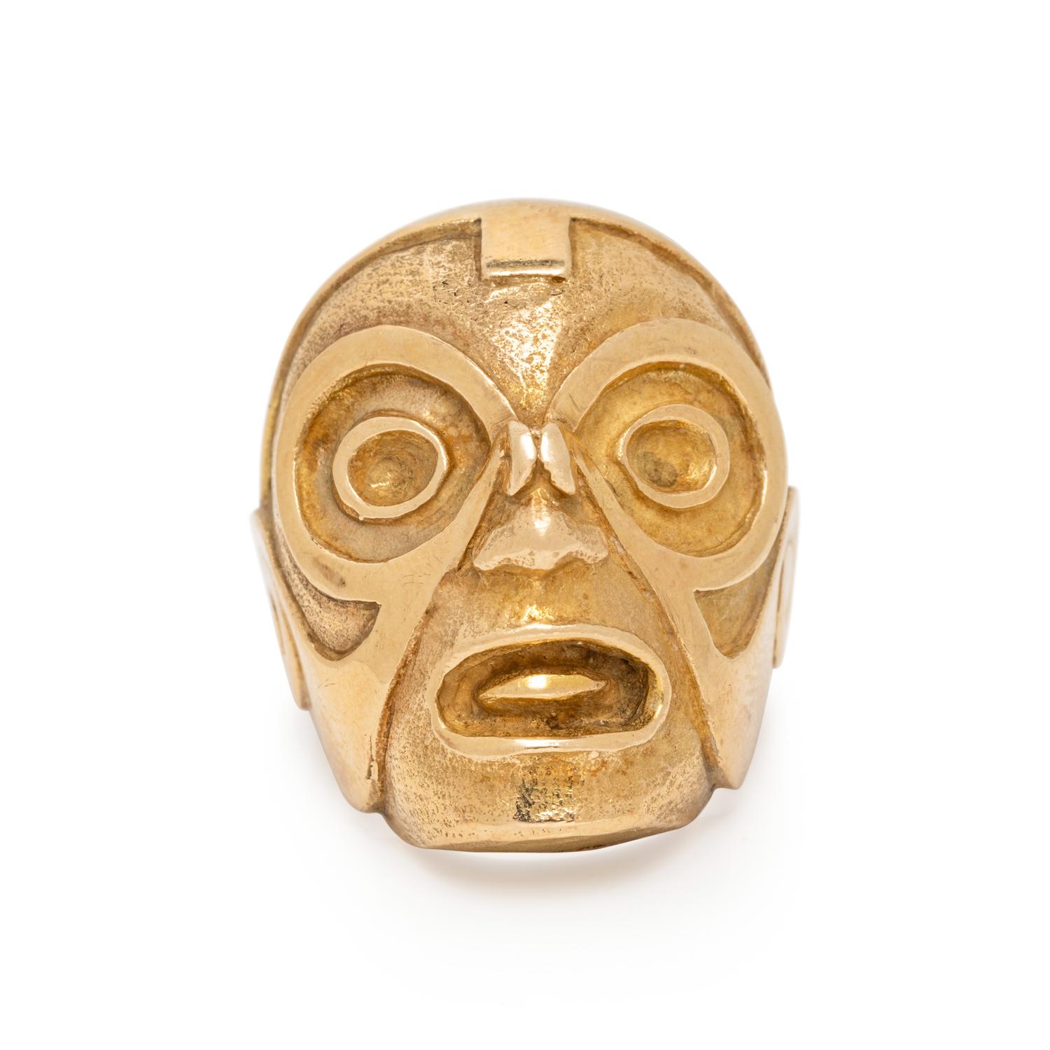 YELLOW GOLD MASK RING