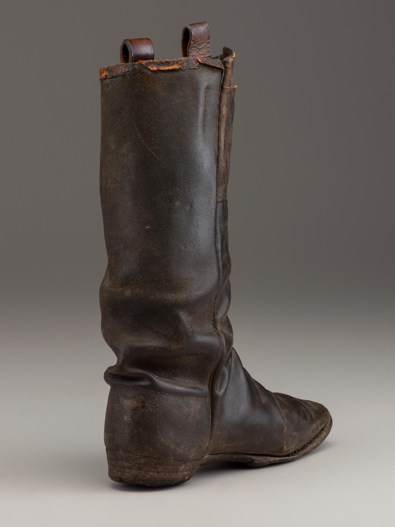 [CIVIL WAR]. Crutch with carved initials and boot.