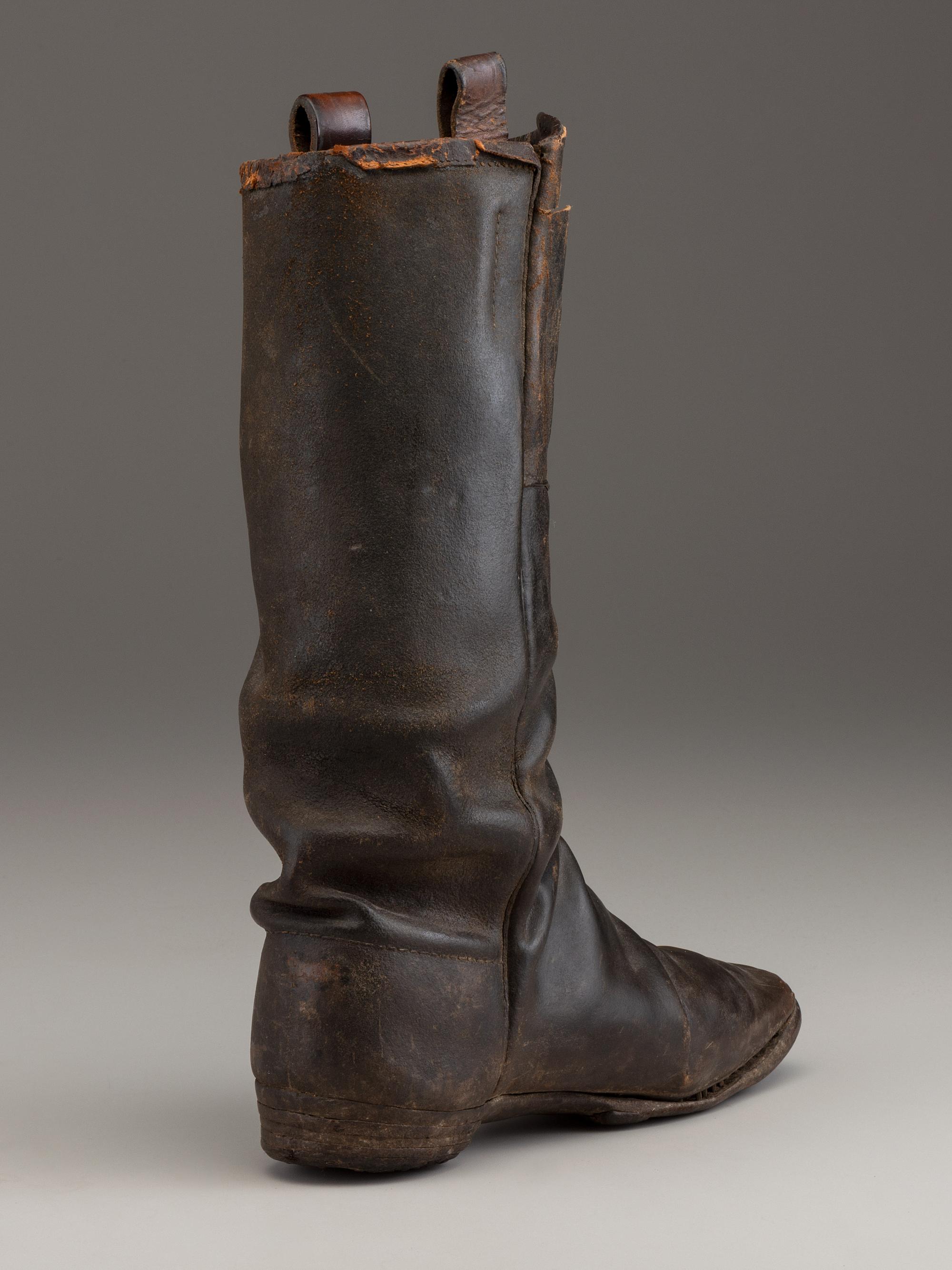 [CIVIL WAR]. Crutch with carved initials and boot.