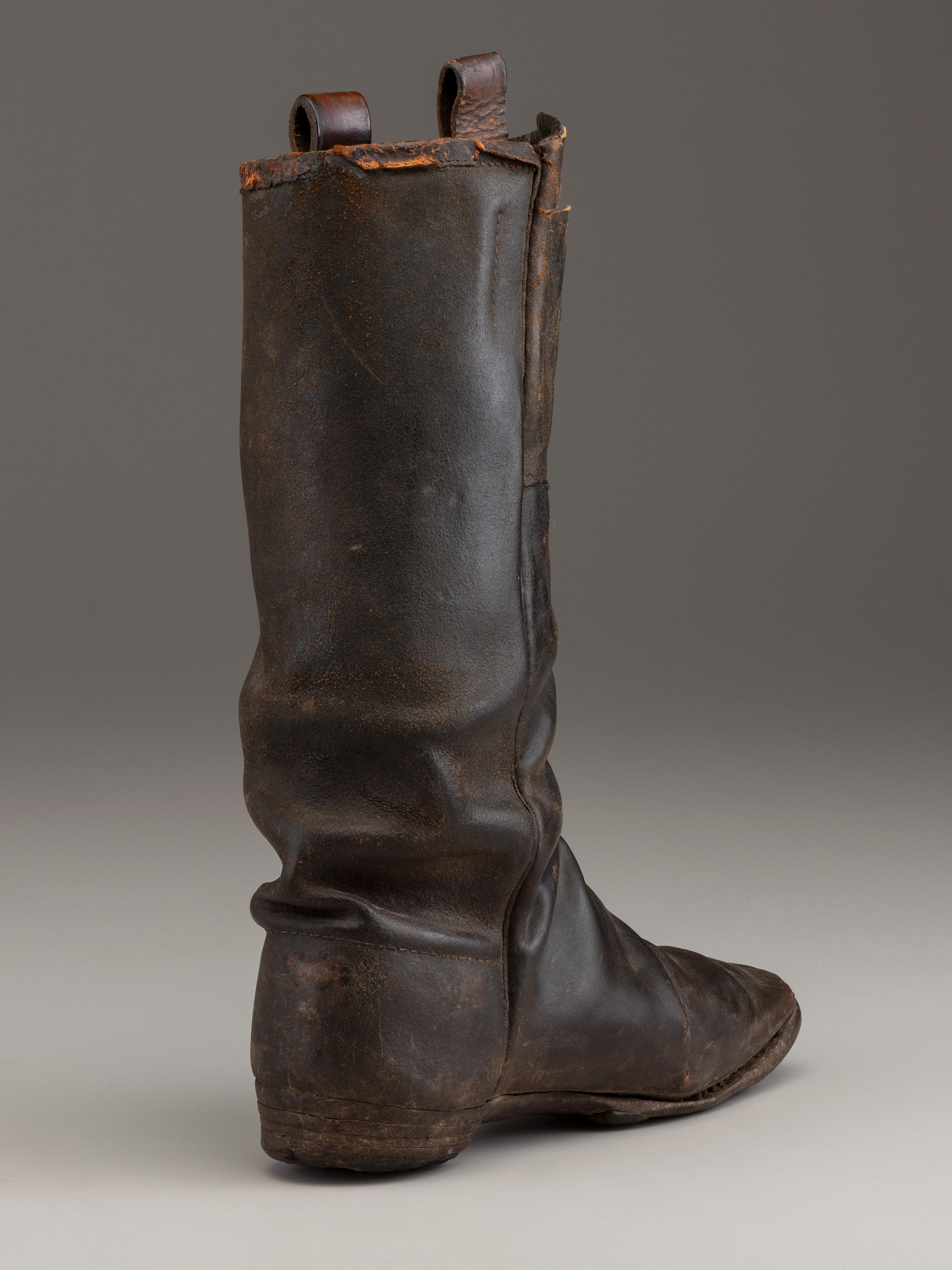 [CIVIL WAR]. Crutch with carved initials and boot.