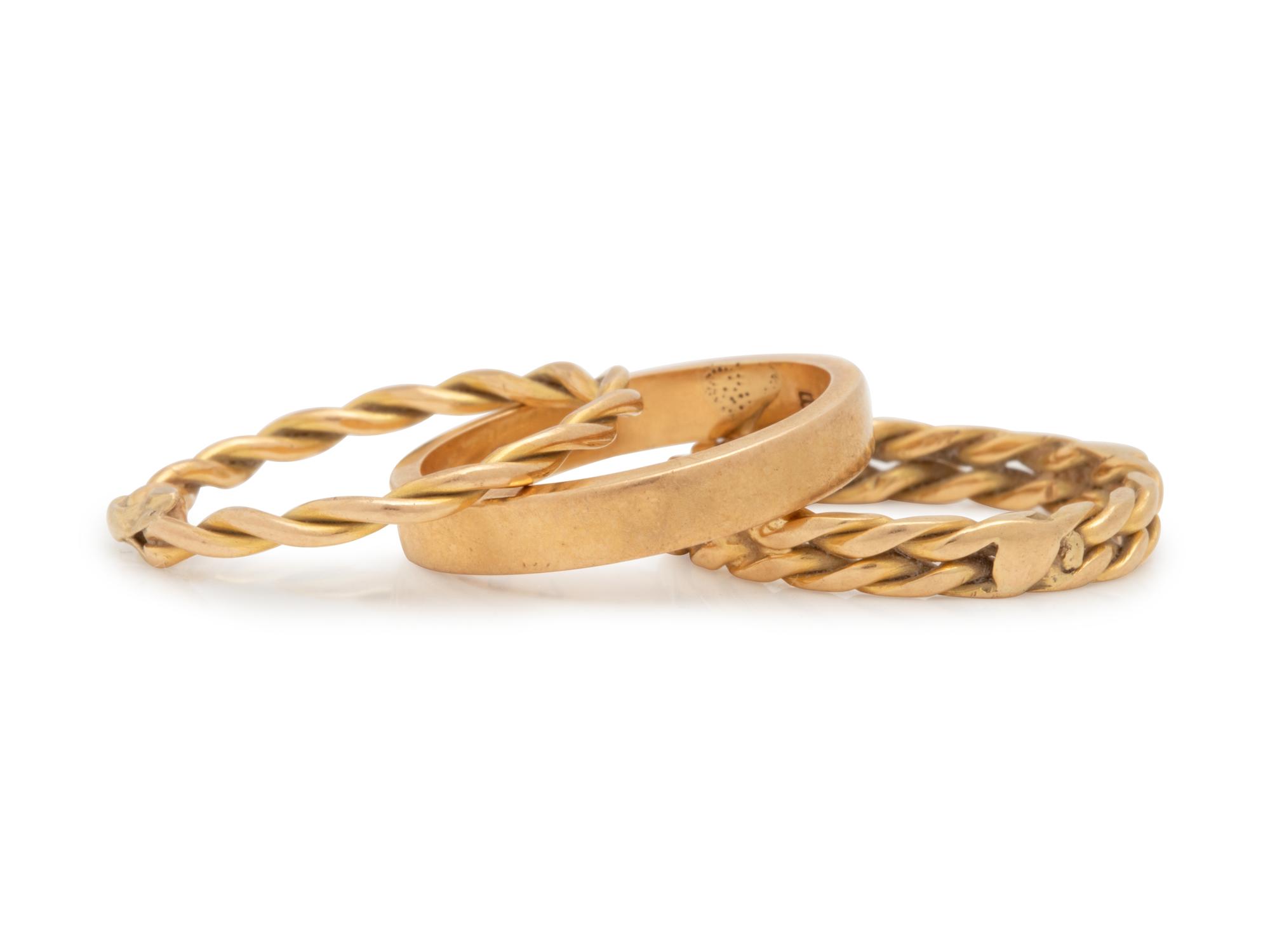 A Collection of Yellow Gold Rings,