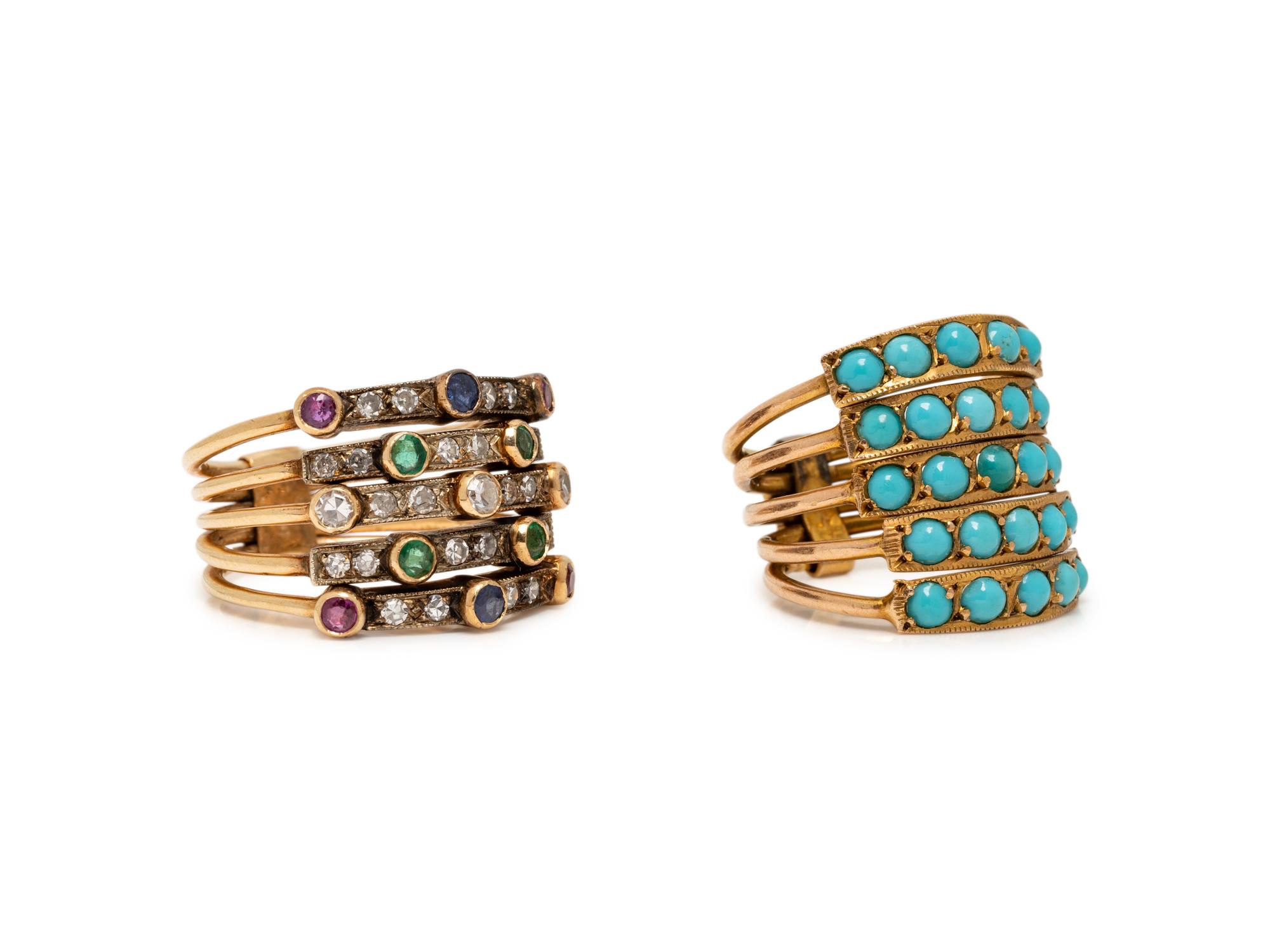 TWO MULTIGEM HAREM RINGS