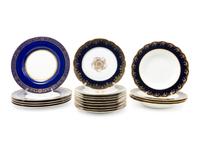 Three Sets of European Cobalt-Blue-Decorated Plates