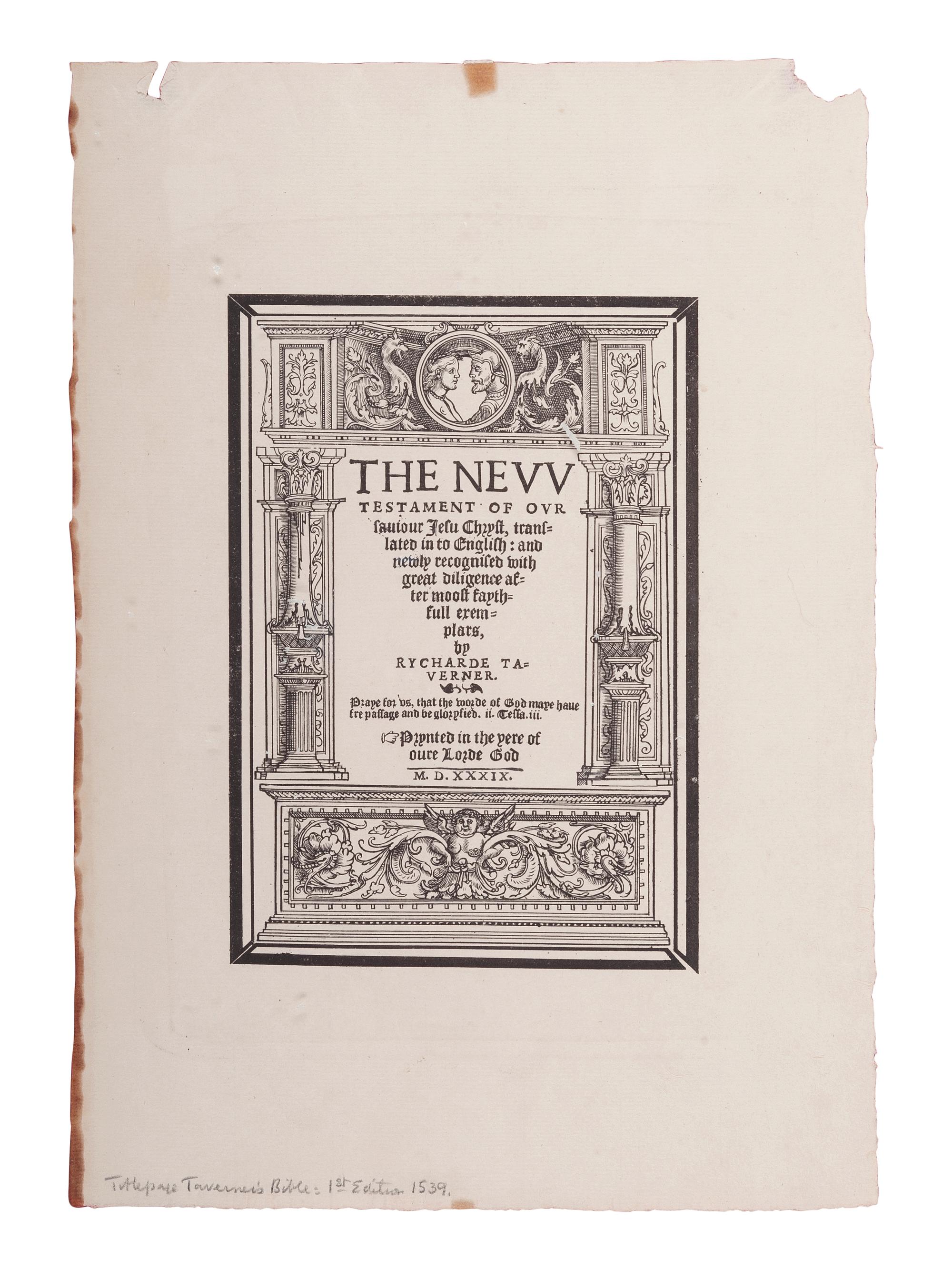 [BIBLE LEAVES - ENGLISH - 16TH CENTURY]. A group of 9 Bible leaves in English, comprising: