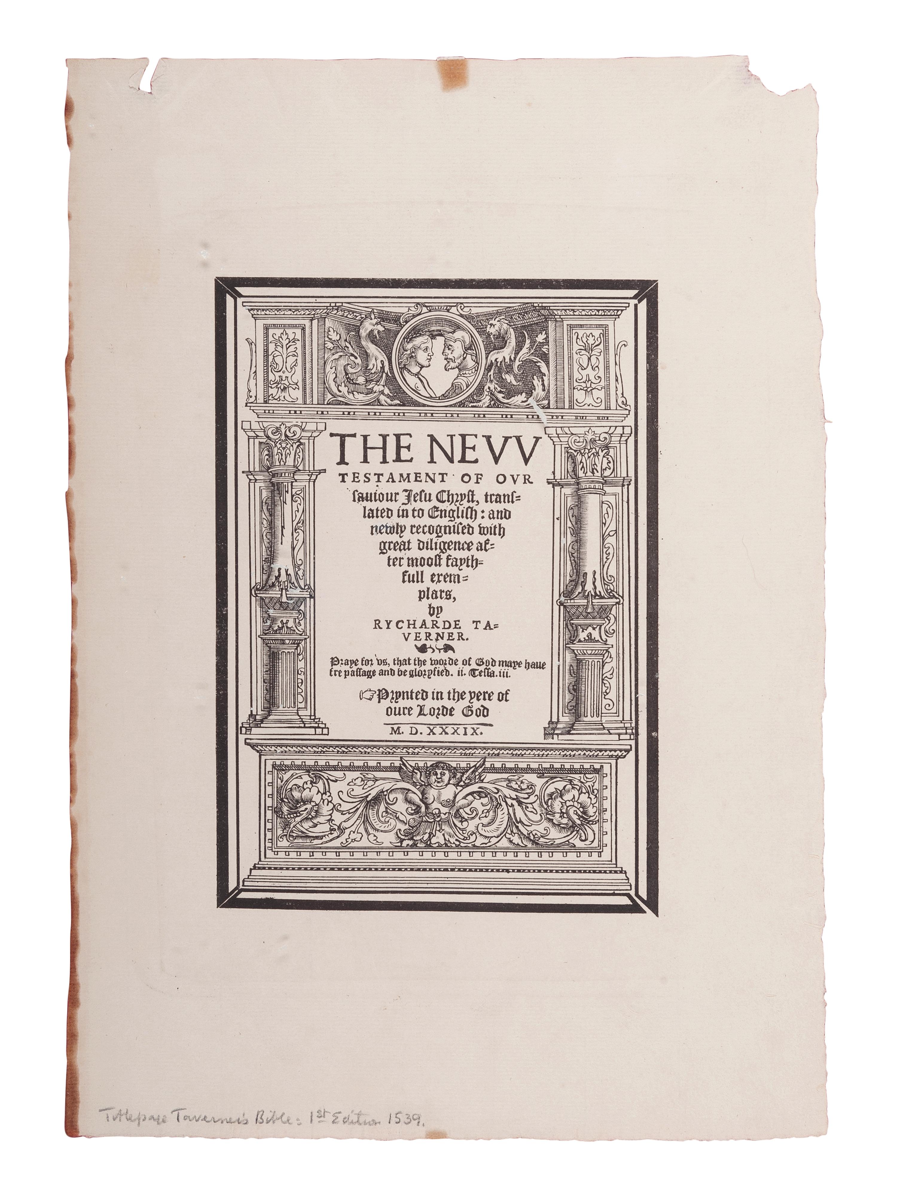 [BIBLE LEAVES - ENGLISH - 16TH CENTURY]. A group of 9 Bible leaves in English, comprising: