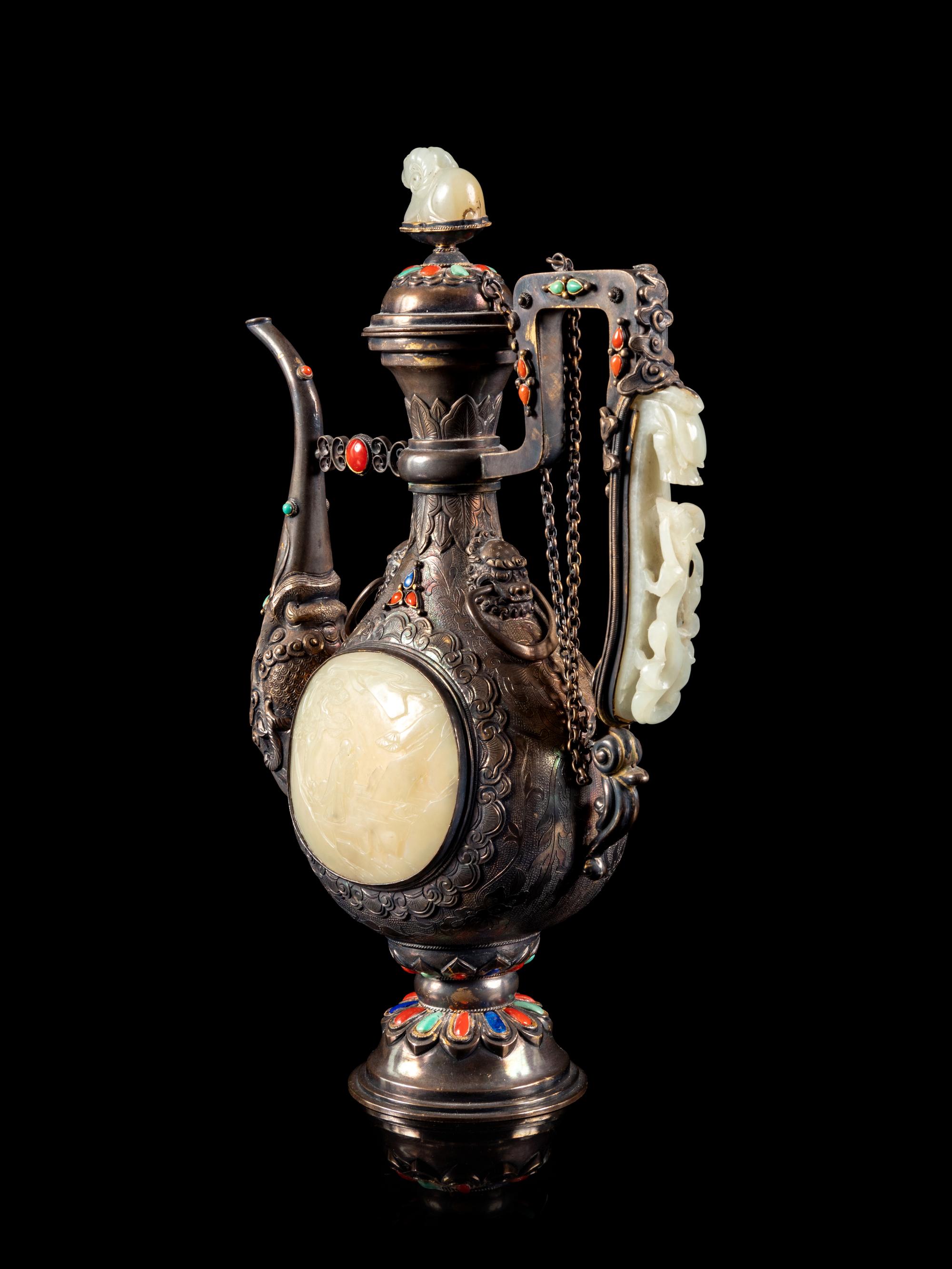A Jade Inset Ewer