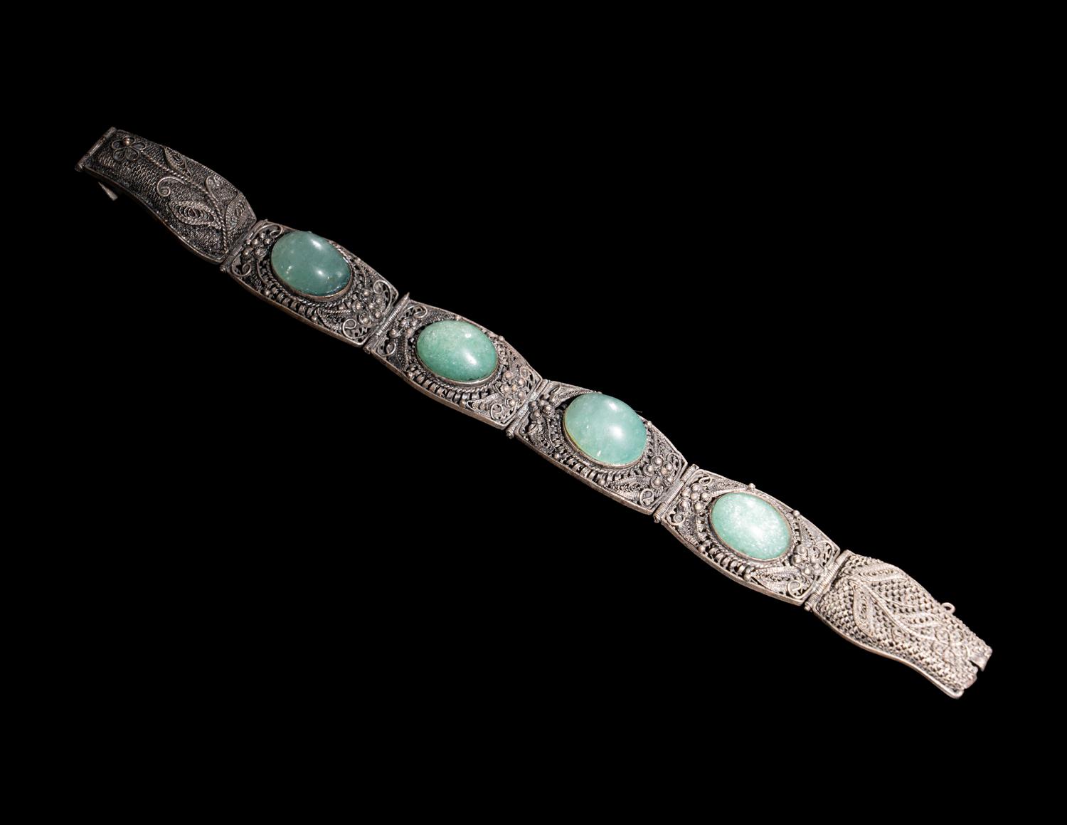 Five Chinese Hardstone Inset Jewelry