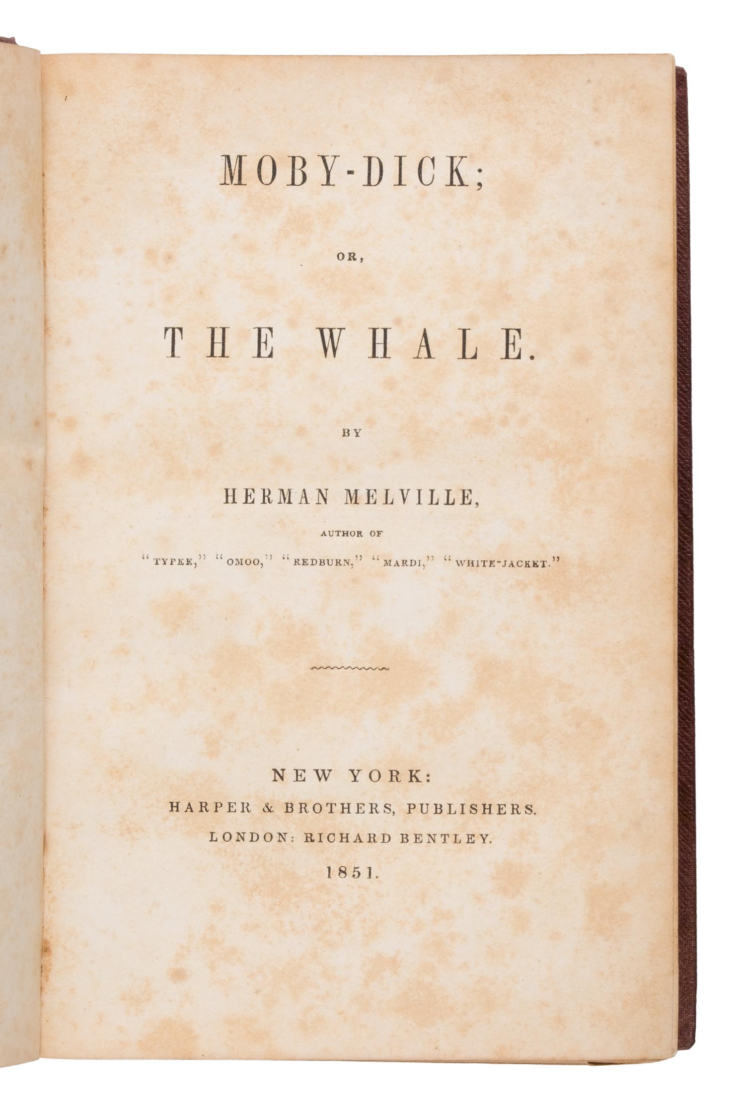 Melville, Herman (1819-1891). Moby Dick, or, The Whale . New York: Harper & Brothers, 1851.