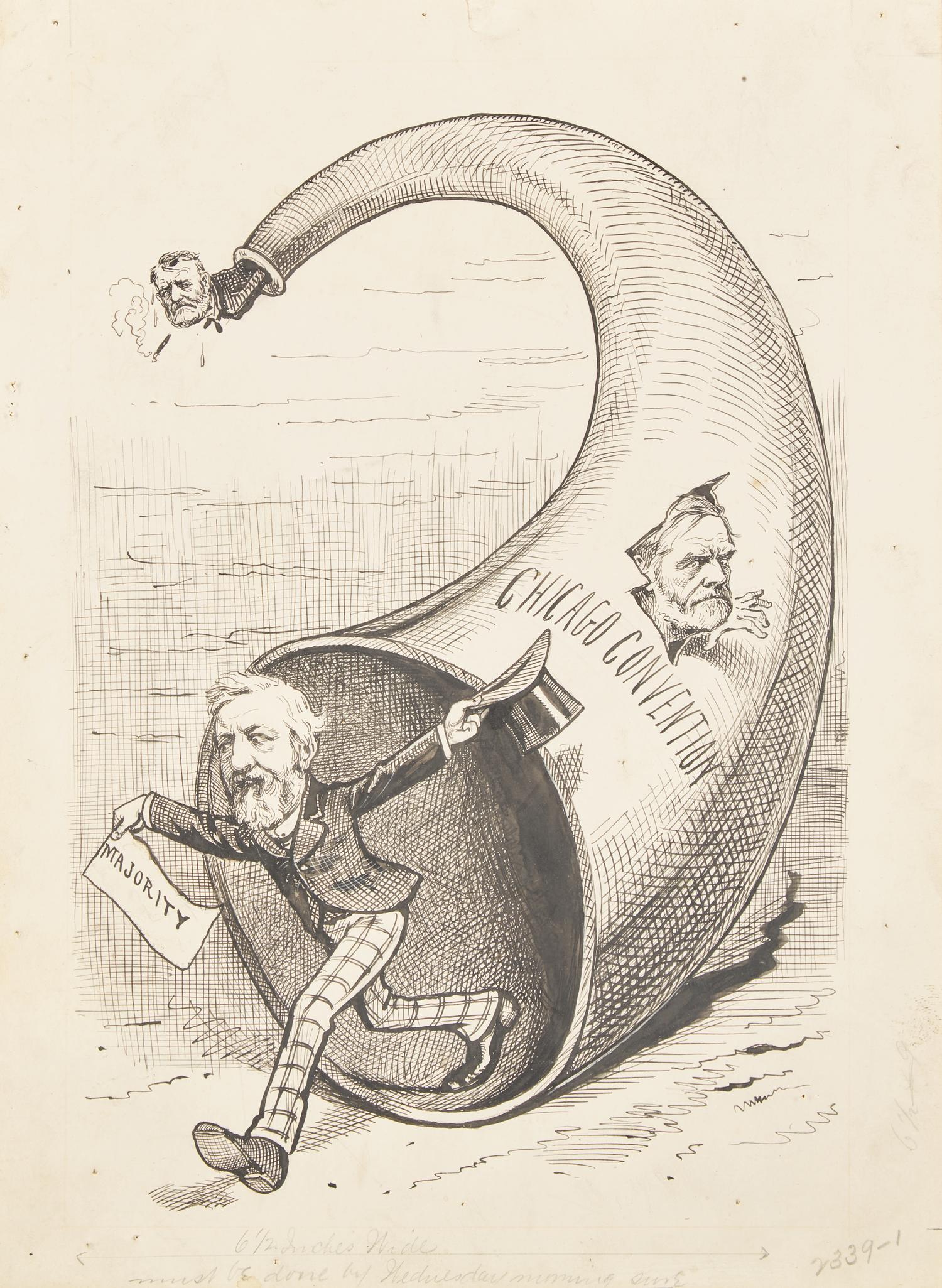 [Americana] Original Political Cartoon, ca. 1880