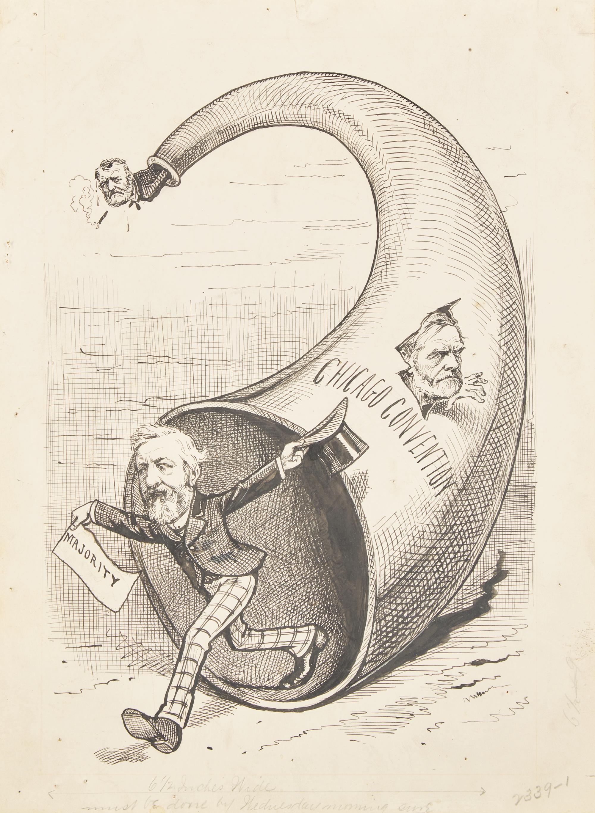 [Americana] Original Political Cartoon, ca. 1880