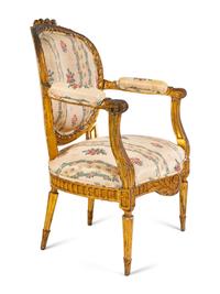 A Louis XVI Carved Giltwood Fauteuil — LATE 18TH/EARLY 19TH CENTURY