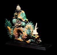 Three Chinese Glazed Pottery Figural-Form Roof Tiles