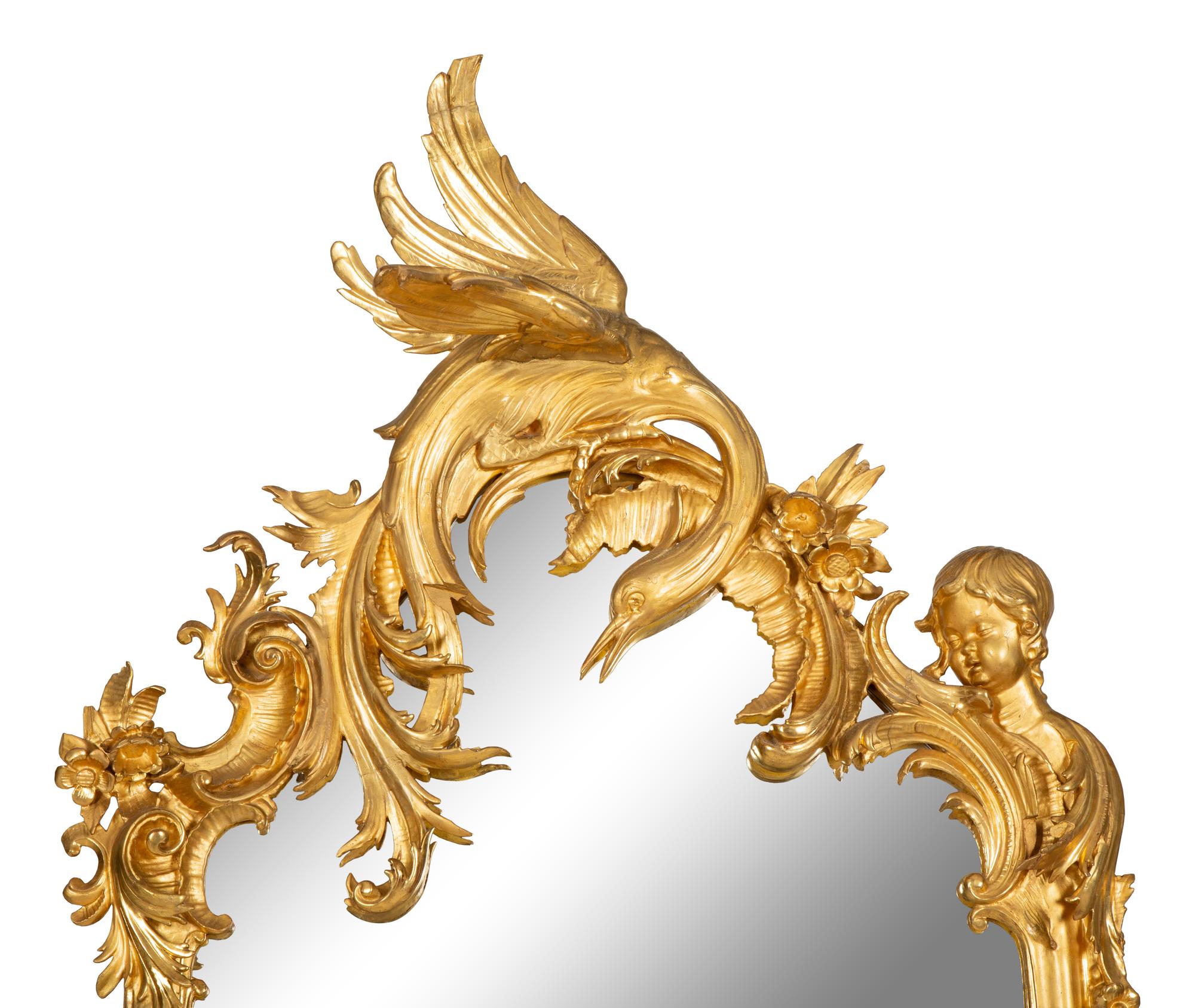 A French Rococo-Style Carved Giltwood Mirror