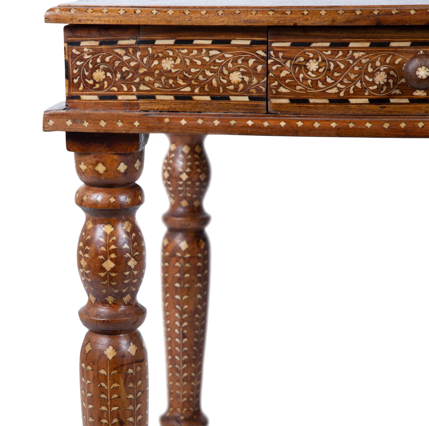 An Anglo-Indian Inlaid Teak & Satinwood Game Table