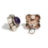 TIFFANY & CO., STERLING SILVER AND AMETHYST EARCLIPS