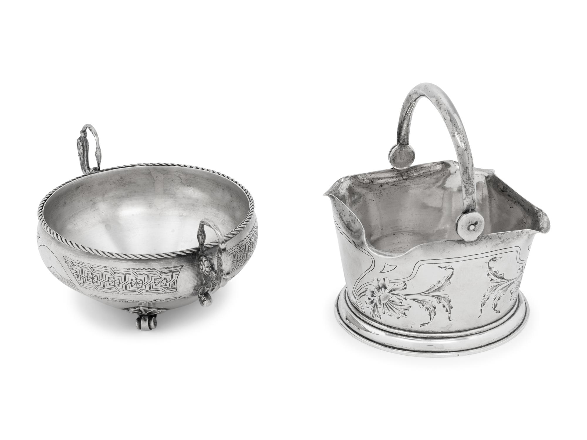Two Russian Silver Sugar Dishes