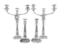A Pair of Silver-Plate Three Light Candelabra