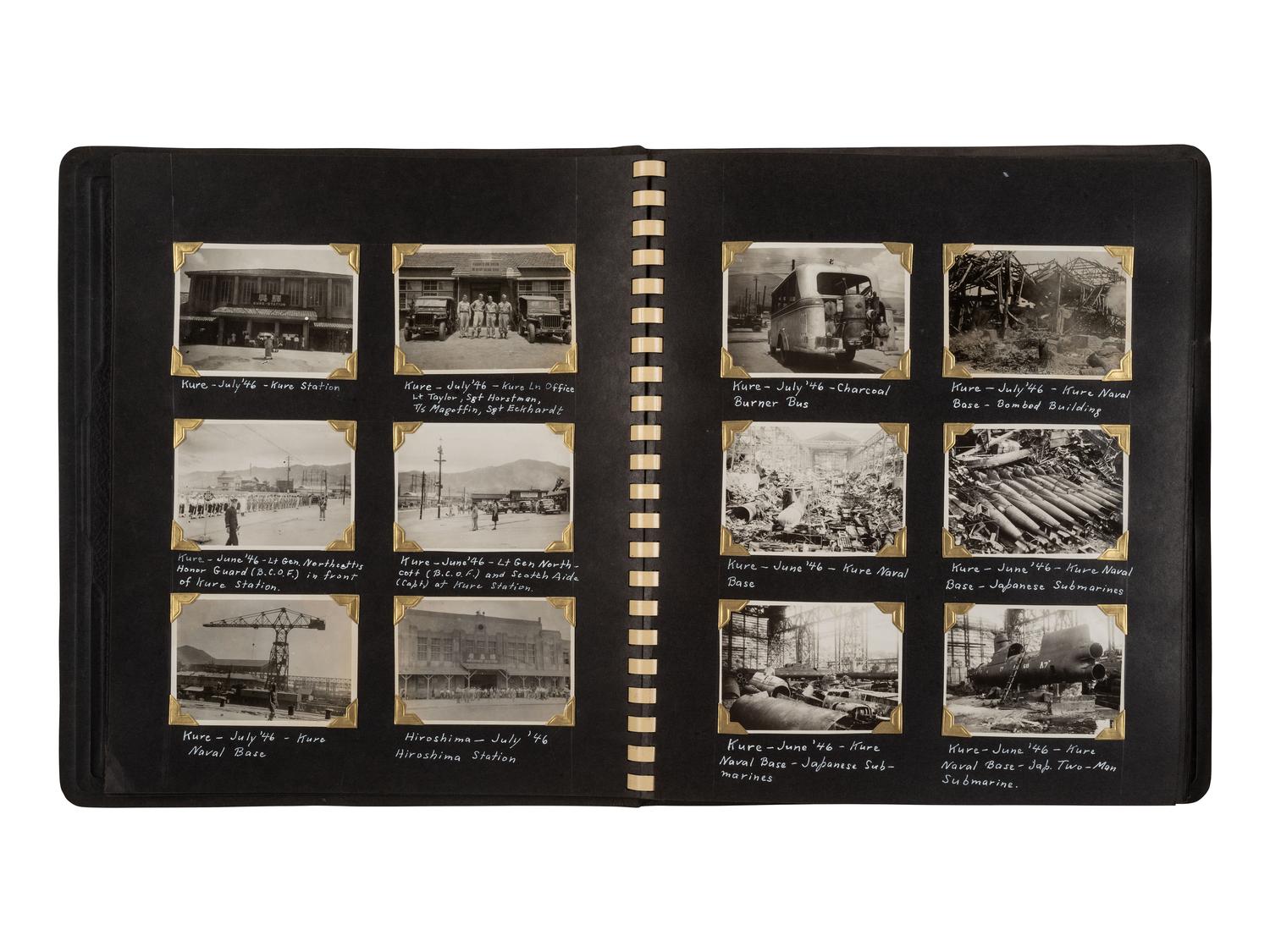 [WORLD WAR II]. Captain Van Voorhis collection, including photographs demonstrating the aftereffects of the atomic bomb and the reconstruction and occupation of Japan. Ca 1945-1947.