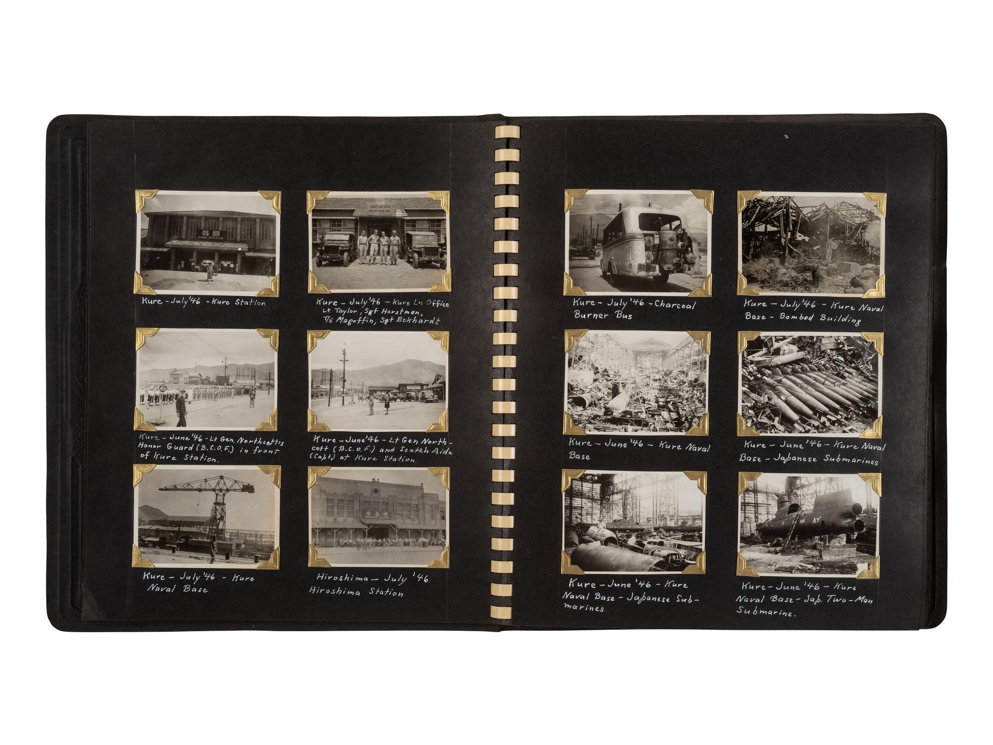 [WORLD WAR II]. Captain Van Voorhis collection, including photographs demonstrating the aftereffects of the atomic bomb and the reconstruction and occupation of Japan. Ca 1945-1947.