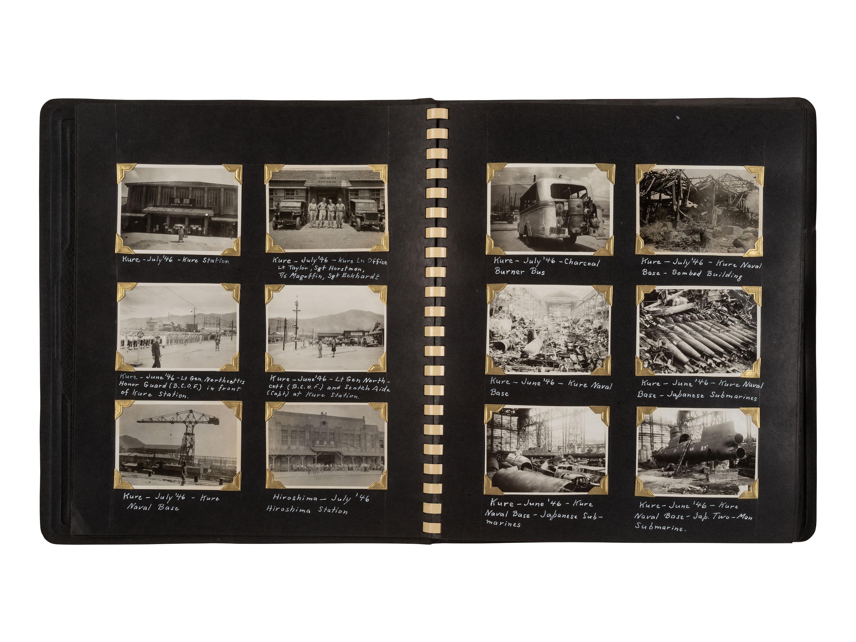 [WORLD WAR II]. Captain Van Voorhis collection, including photographs demonstrating the aftereffects of the atomic bomb and the reconstruction and occupation of Japan. Ca 1945-1947.