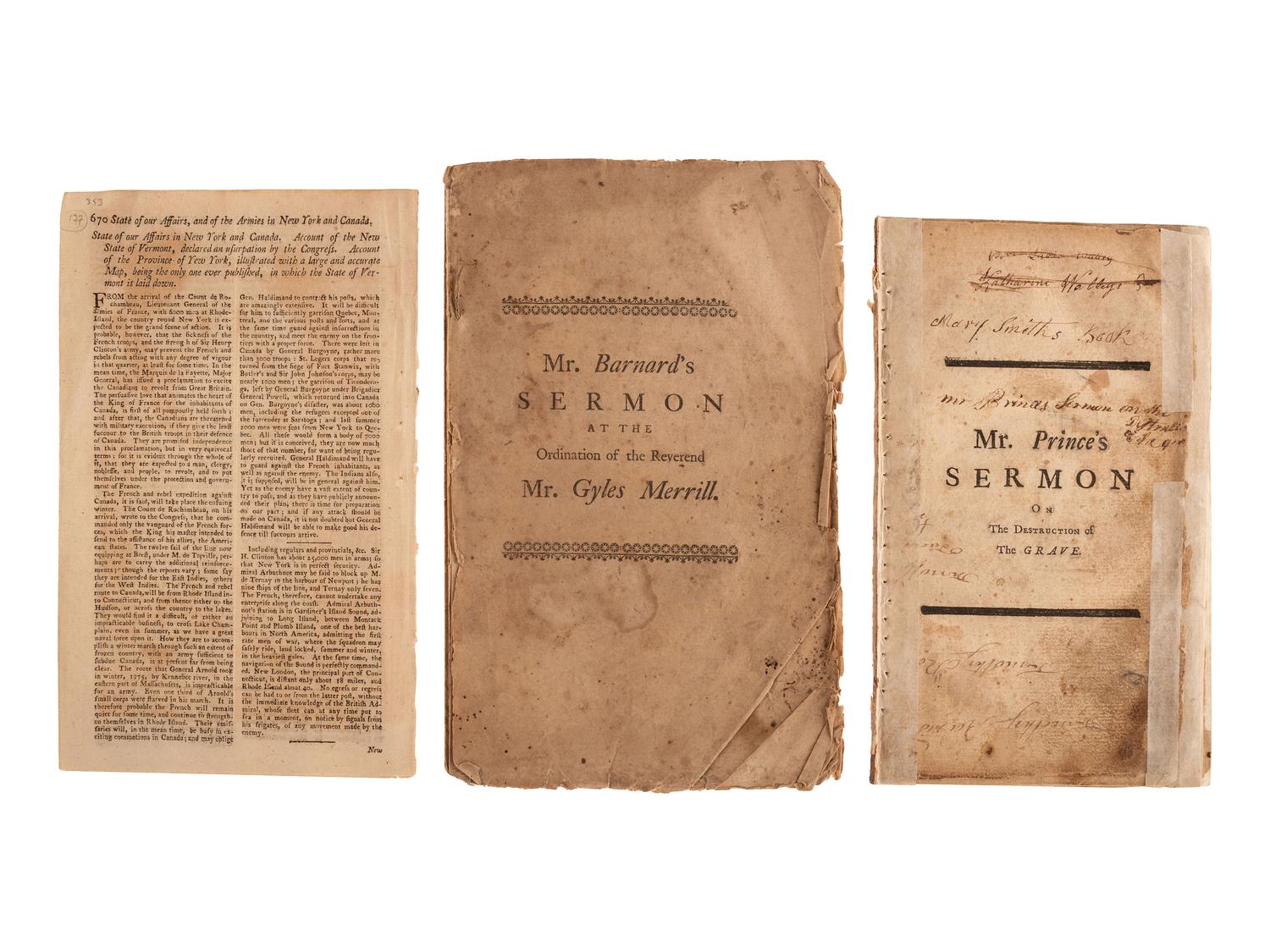 [COLONIAL IMPRINTS]. A group of 18th-century pamphlets, many regarding New England, comprising: