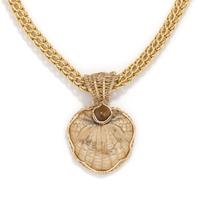 PETRIFIED SAND DOLLAR AND OPAL NECKLACE