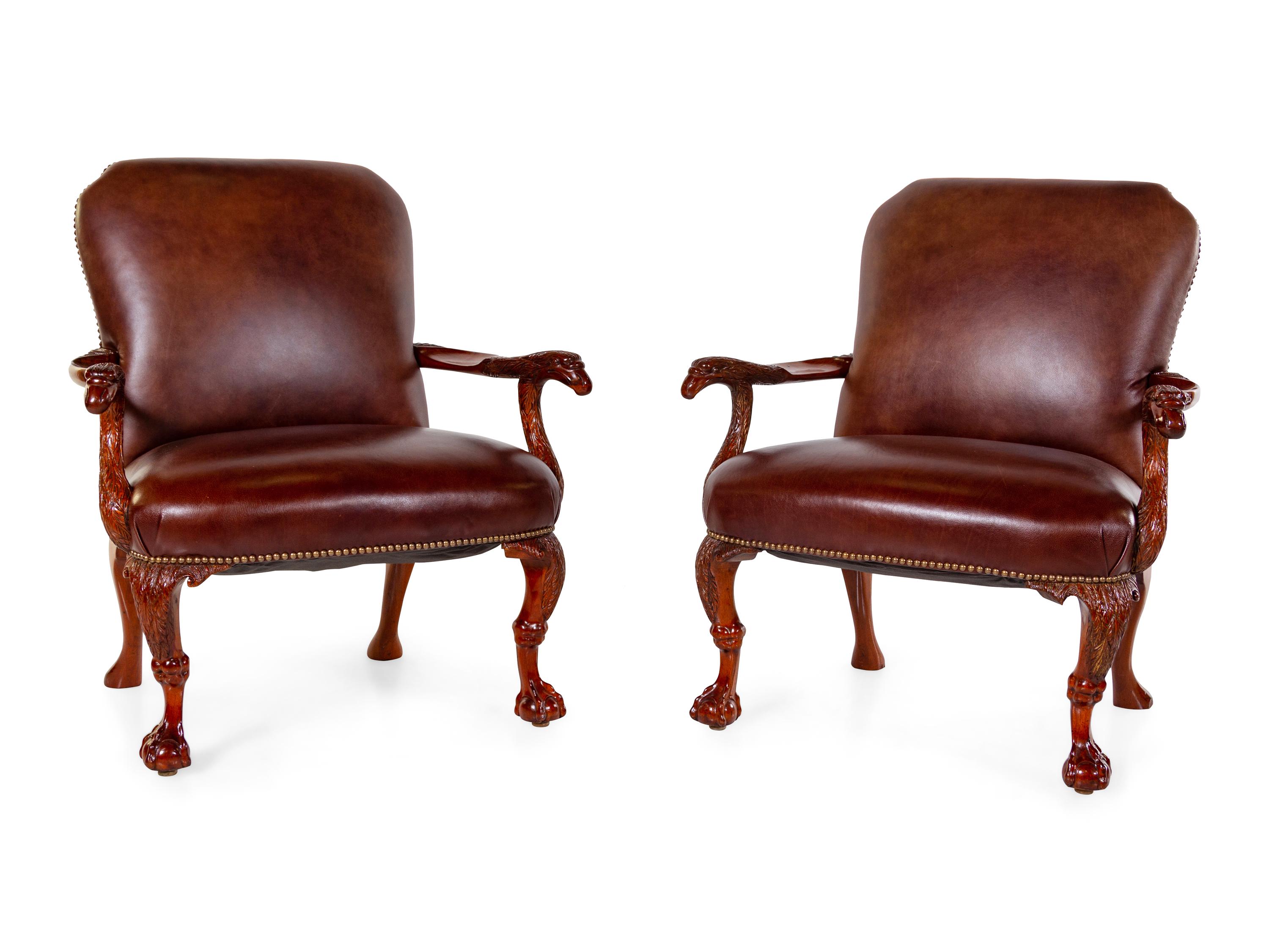A Pair of George III Style Mahogany Armchairs — 20TH CENTURY